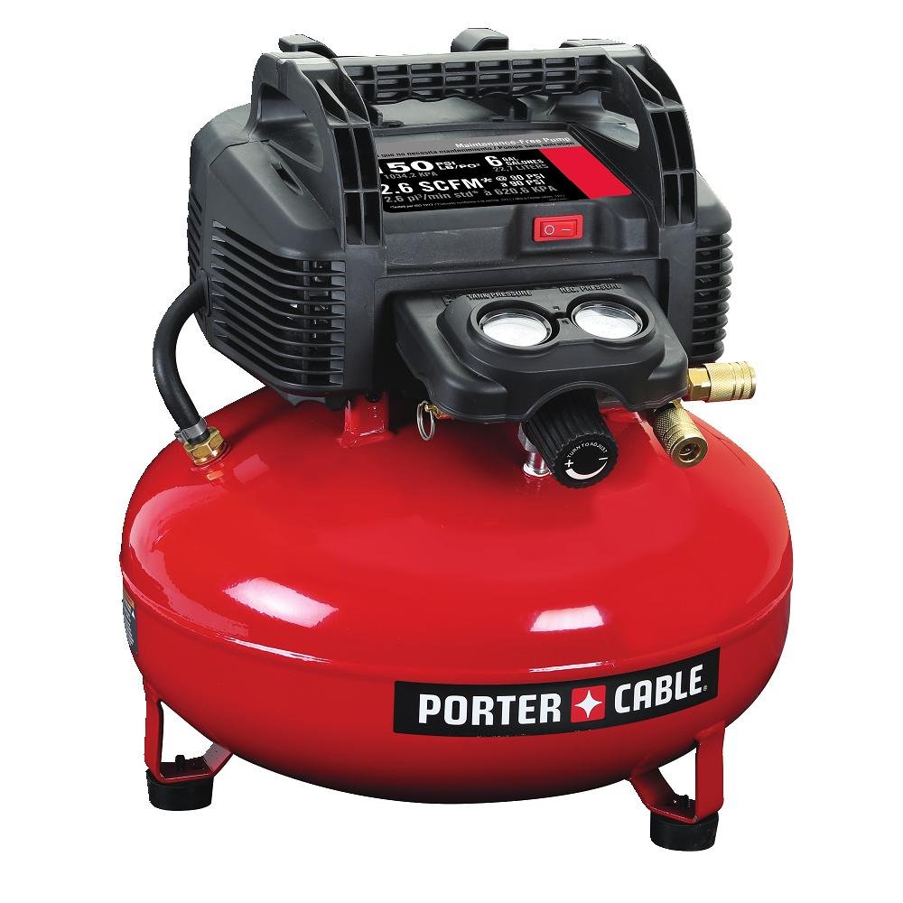 Porter-Cable 6-Gallon Pancake Oil-Free Air Compressor (C2002) - Perfect for DIY Projects, Home Repairs & Inflating Tires