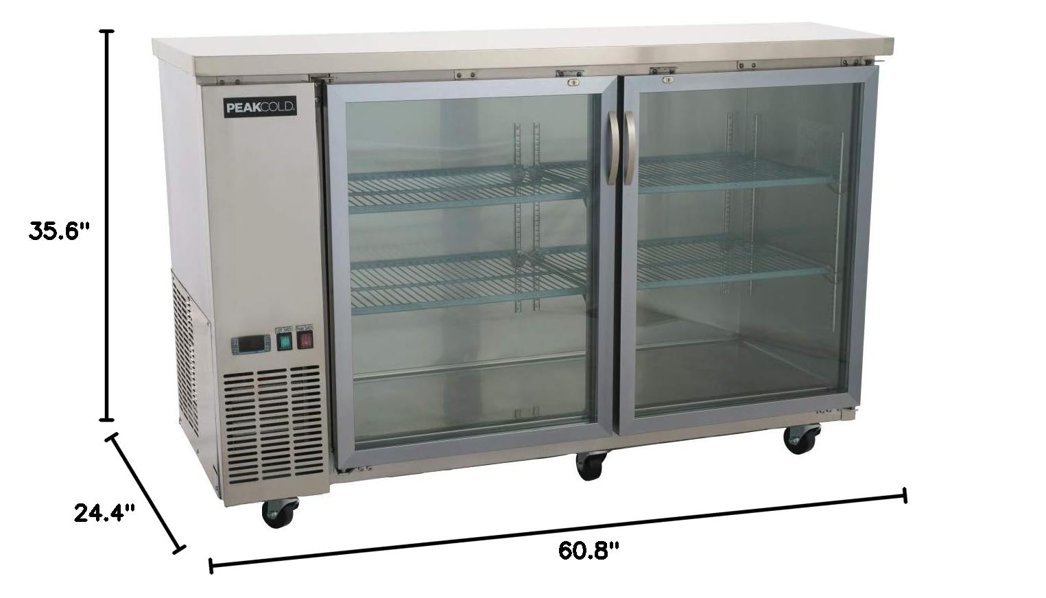2 Glass Door Commercial Back Bar Cooler - 60