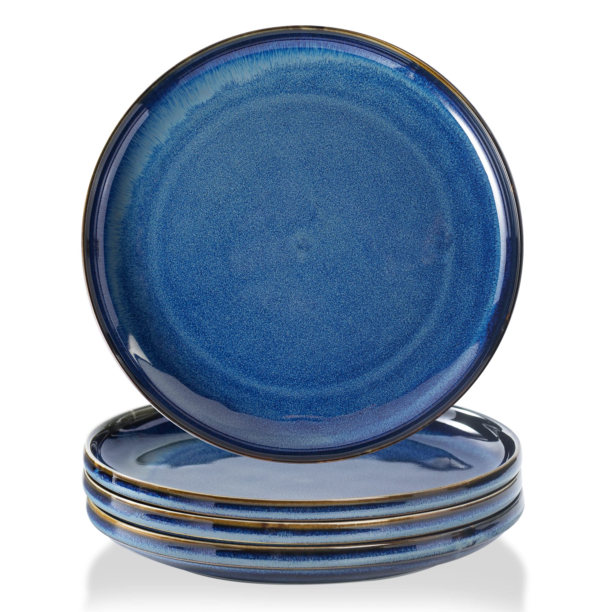 Premium 8-Inch Ceramic Dinner Plates Set of 4 - Elegant Microwave Safe Porcelain Plates for Parties, Weddings & Everyday Dining - Includes Dessert & Salad Plates - Durable Dishwasher Safe Tableware for Home & Restaurant Use