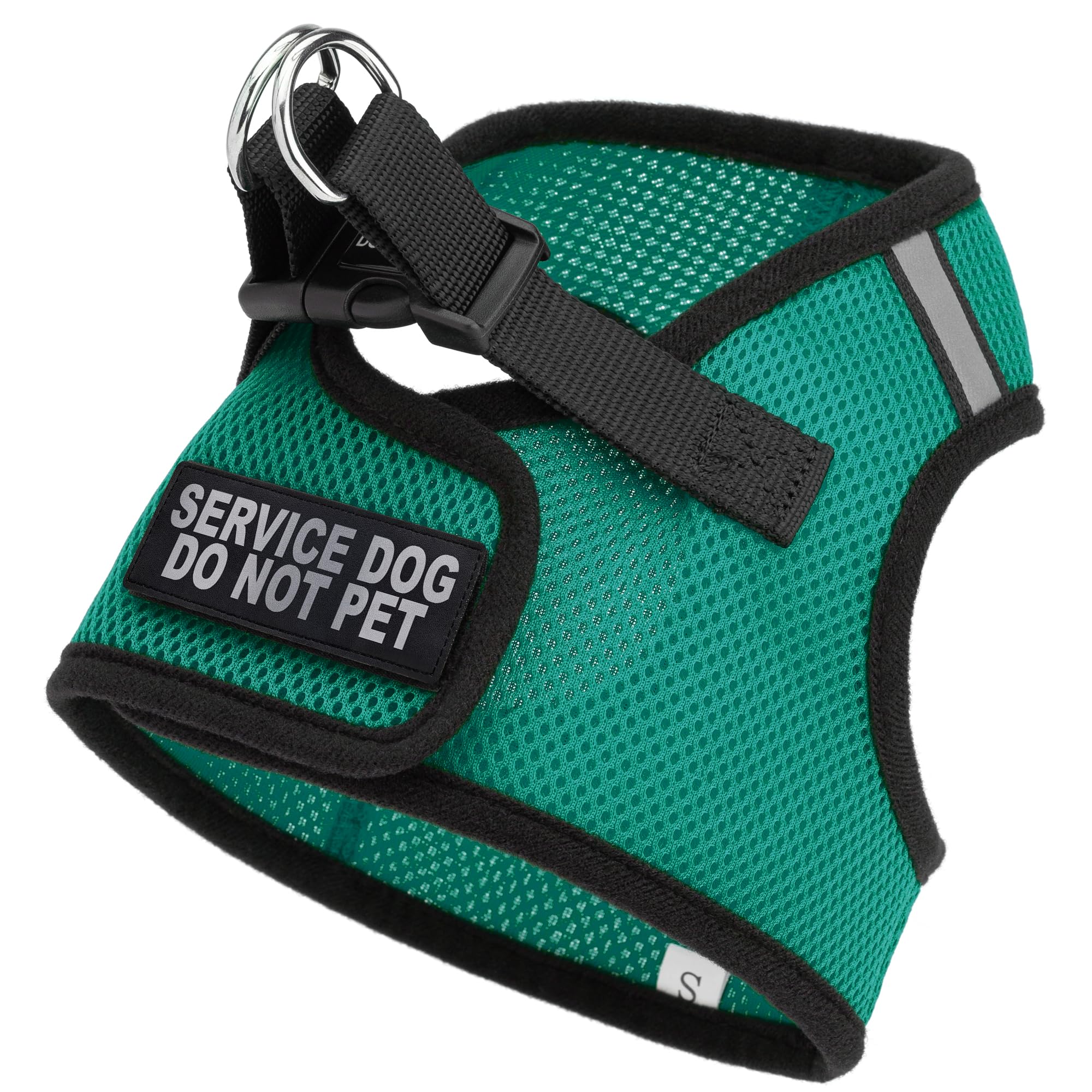 Dogline Boston Step-in Mesh Dog Harness with 'Service Dog Do Not Pet' Patch - No-Choke Soft Padded Vest for Small, Medium & Large Dogs (27-31in Girth) - Gentle Chest Support for Walking, Training & Outdoor Adventures - Dark Teal