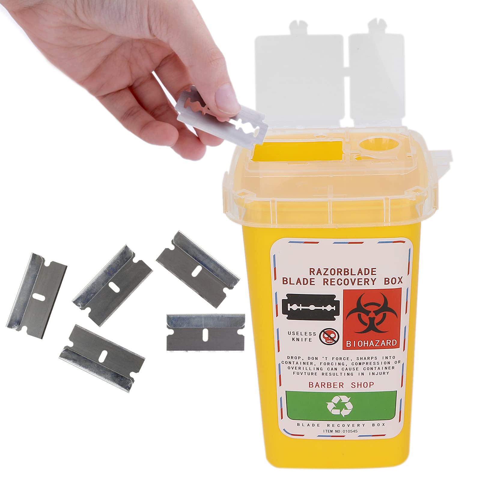 Sharps Container for Home & Salon - Small Portable Blade Disposal Box with Secure Storage | Safe Needle & Razor Disposal Solution for Medical Waste, Tattoo Shops & Beauty Salons (Yellow)