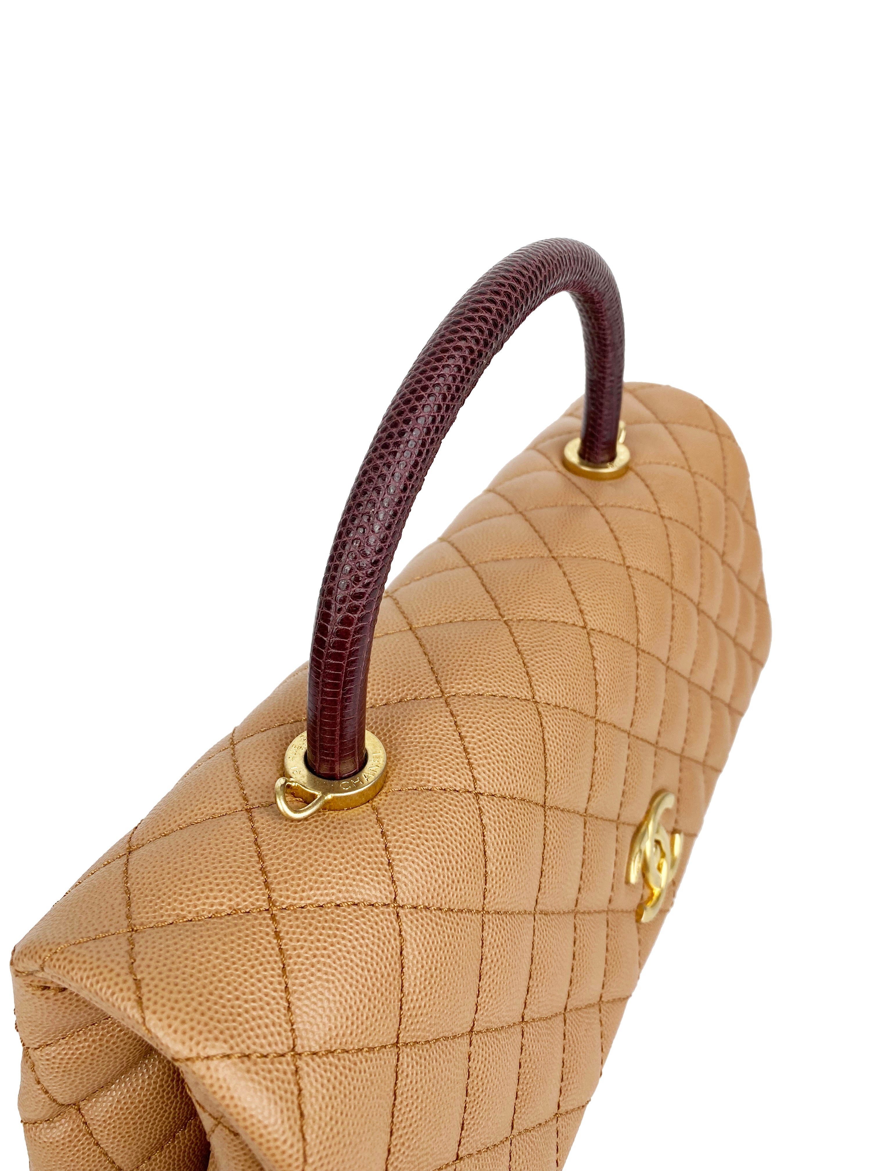 Chanel Large Beige Coco Lizard Handle Bag - Luxury Designer Handbag for Women, Perfect for Parties, Weddings & Special Occasions