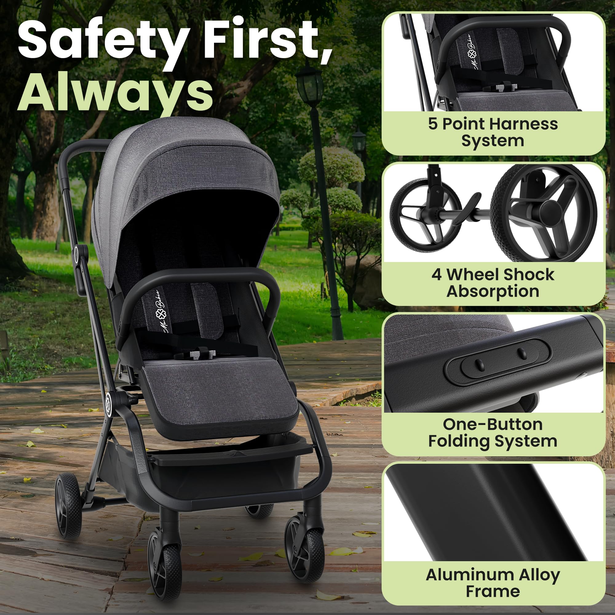 Ultra Lightweight Travel Stroller for Toddlers 0-4 Years | Foldable Aluminum Frame with 360° Rotating Seat & 3-Way Adjustable Backrest | Compact Baby Stroller for Airplane, Shopping & City Walks | Perfect for Traveling Parents