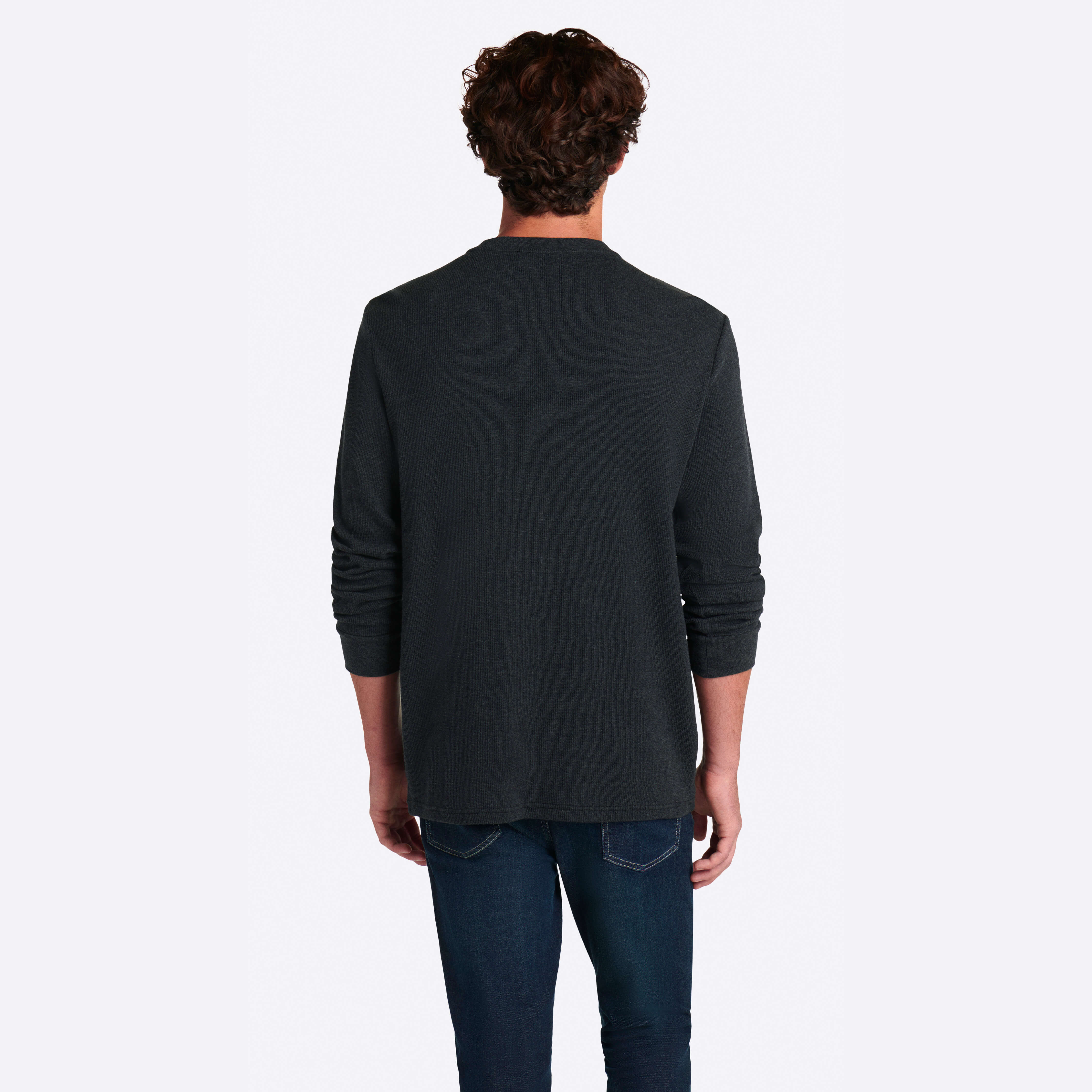 COMFORT Heather Waffle Knit Three Button Henley Shirt for Men - Soft Casual Long Sleeve Top for Fall & Winter Layering