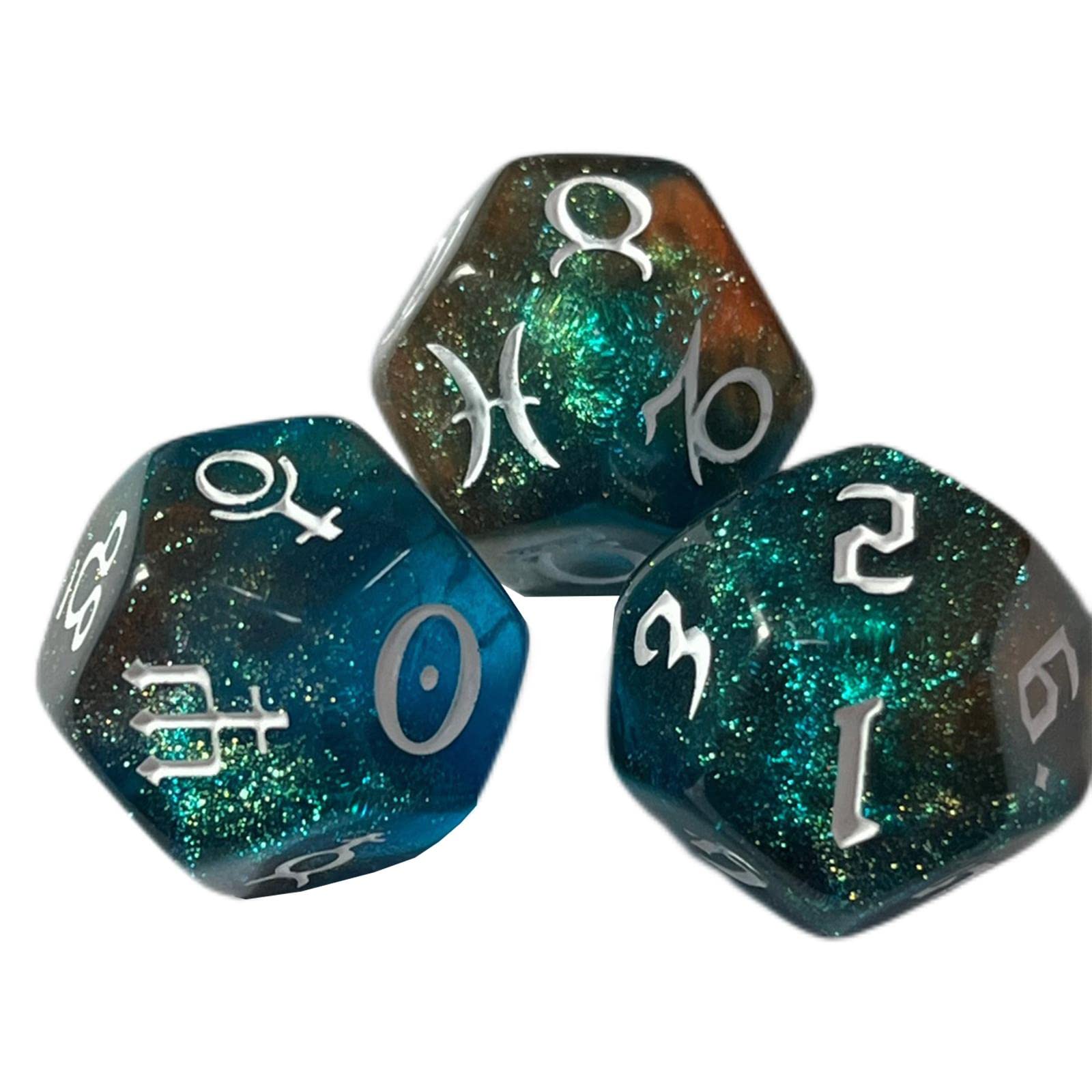 DYNWAVE Acrylic Astrology Dice Set - 12-Piece Polyhedral Dice for Tabletop RPG Games, Dungeons & Dragons, Board Games - Perfect for Gifts, Collectors & Role-Playing Game Enthusiasts