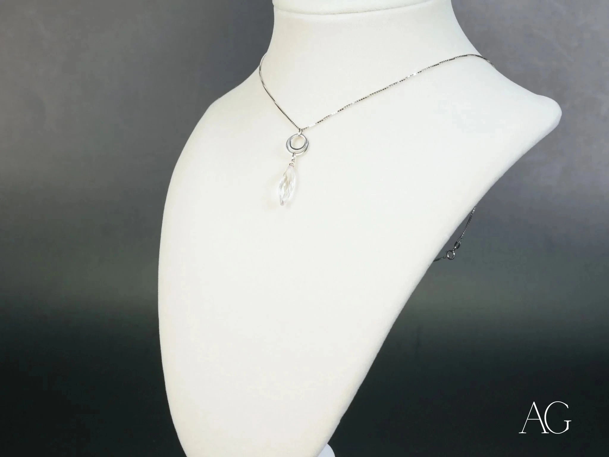 Frost Glow Crystal Pendant Necklace - Elegant Icy Blue Gemstone Jewelry for Women | Perfect for Evening Parties, Weddings & Special Occasions