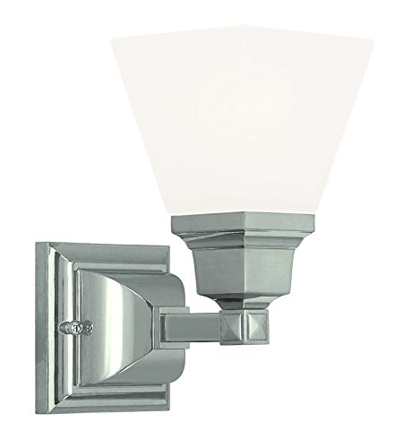 Livex Lighting 1031-35 Mission 1 Light Wall Sconce in Polished Nickel - Elegant Wall Light Fixture for Bedroom, Living Room & Hallway Lighting