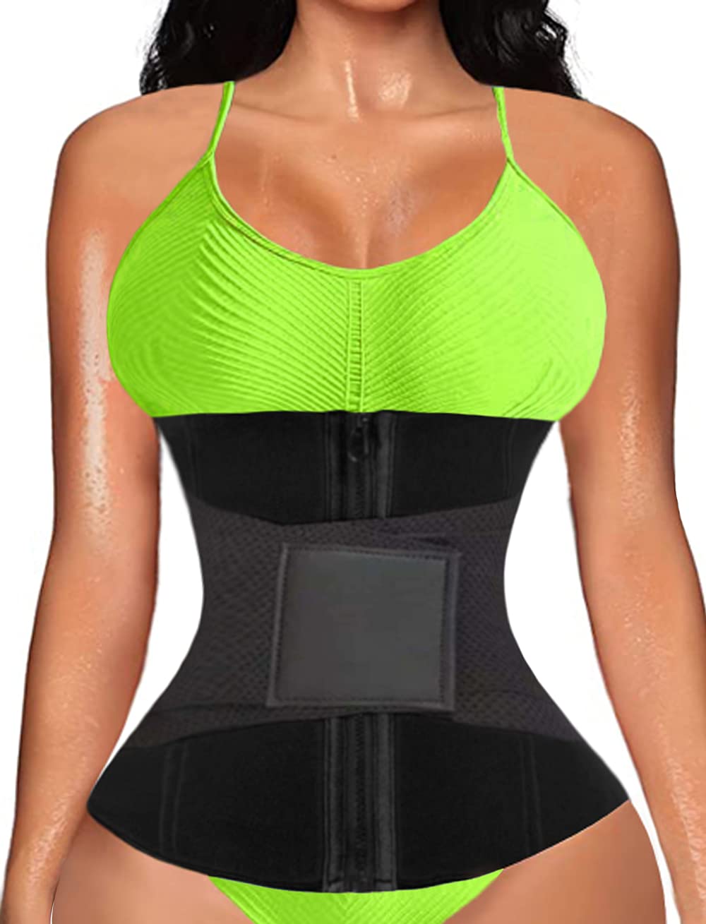 Manladi Women's Plus Size Zipper Waist Trainer Corset - Body Shaper Cincher for Everyday Workout & Sweat - Tummy Control Shapewear Girdle for Weight Loss & Postpartum Recovery - Perfect for Gym, Yoga & Special Occasions