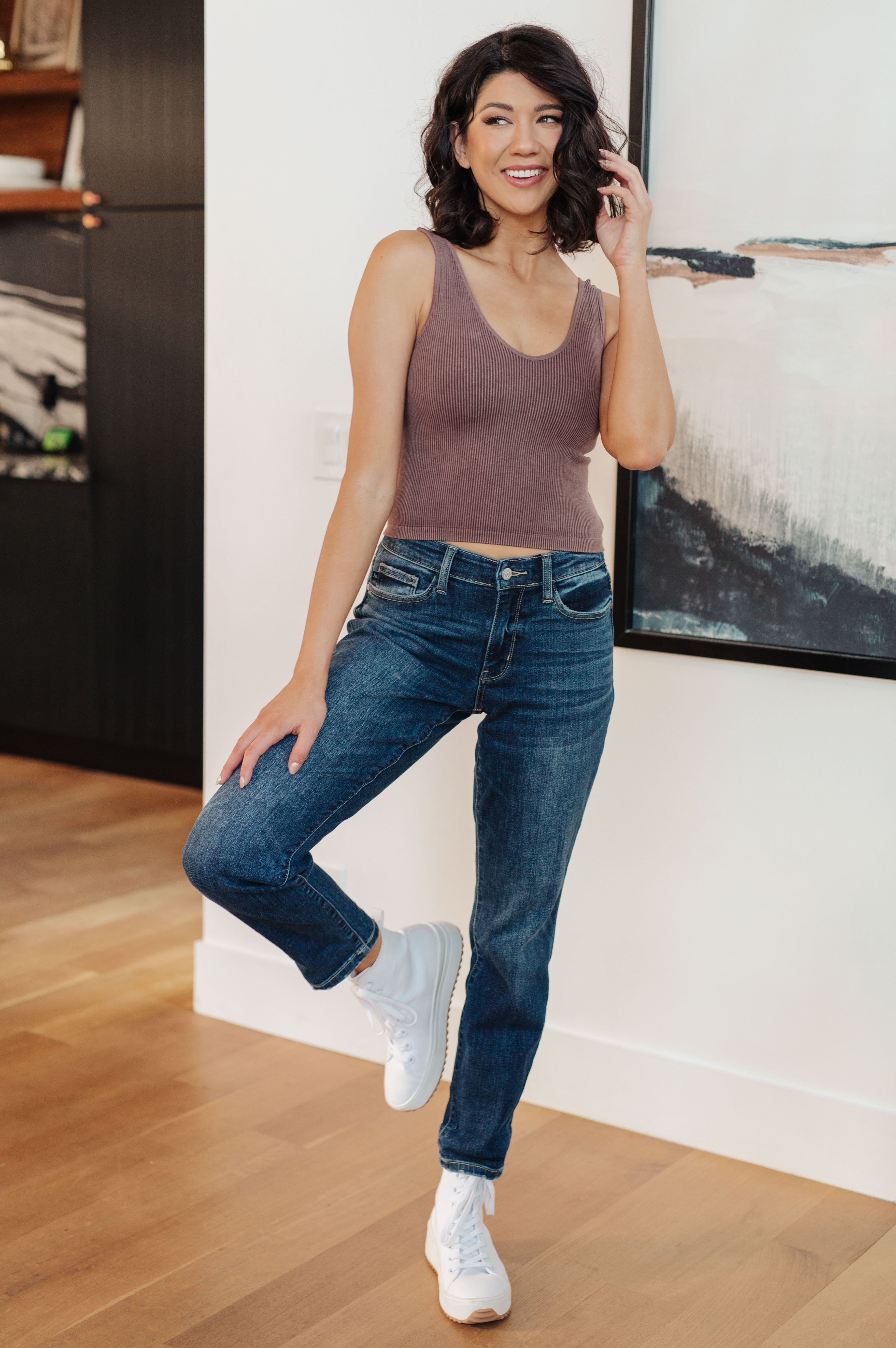 London Midrise Cuffed Boyfriend Jeans for Women - High Waist Relaxed Fit Denim Pants for Casual Outfits & Everyday Wear