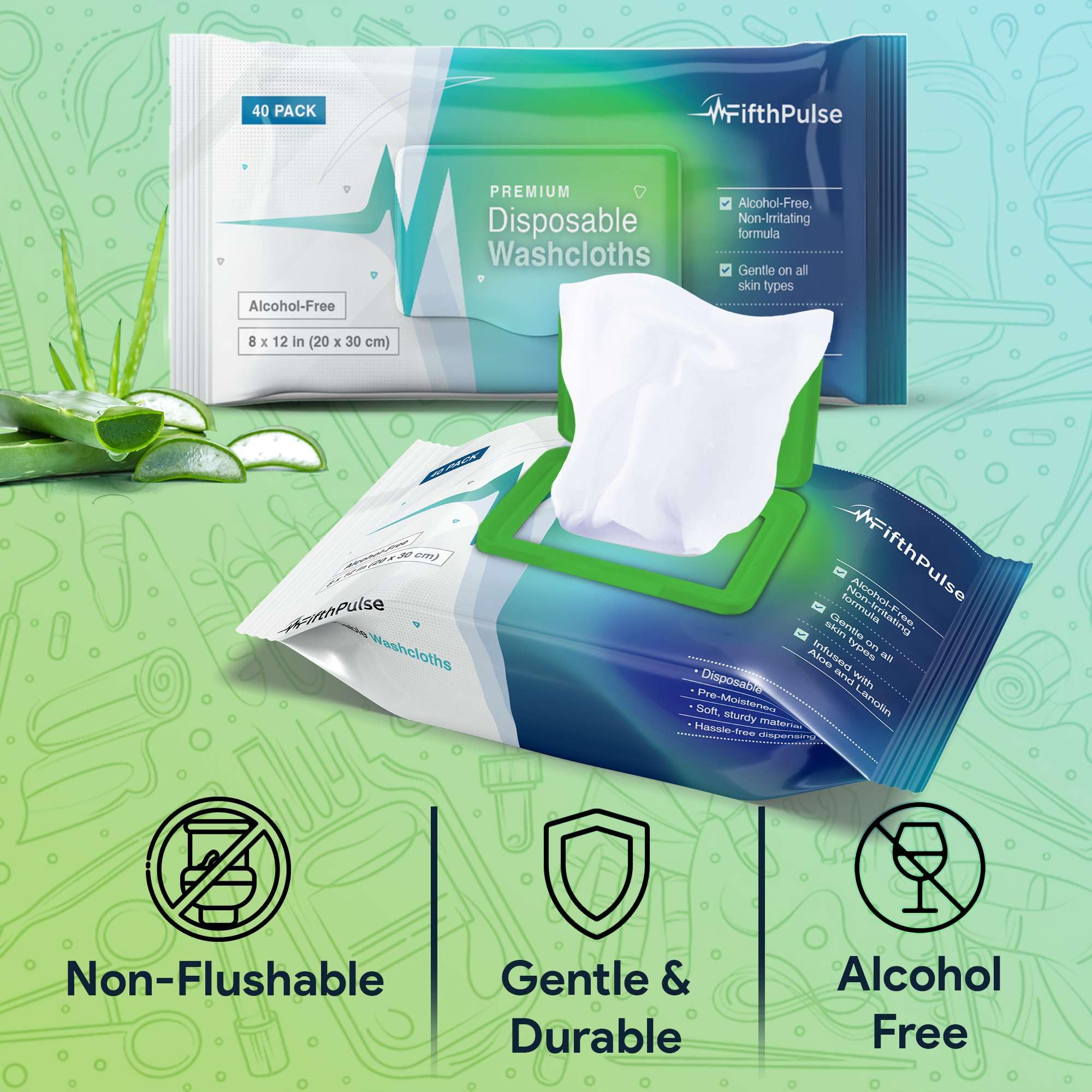 Premium Disposable Body Wipes for Adults & Elderly Care - 40 Pack Large 8