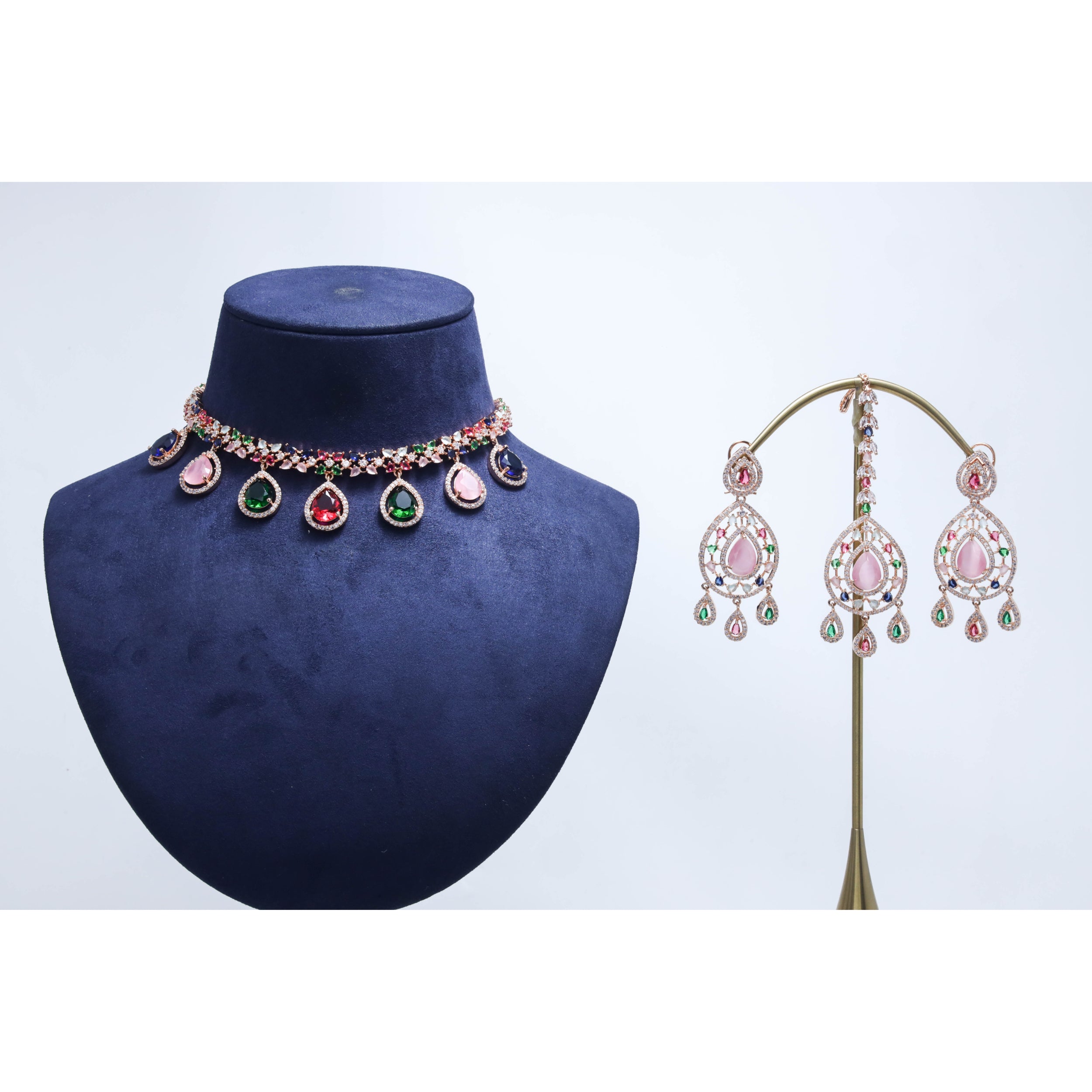 ZARA Cubic Zirconia Jewelry Set - Elegant Necklace, Earrings & Bracelet for Women | Perfect for Weddings, Parties & Special Occasions