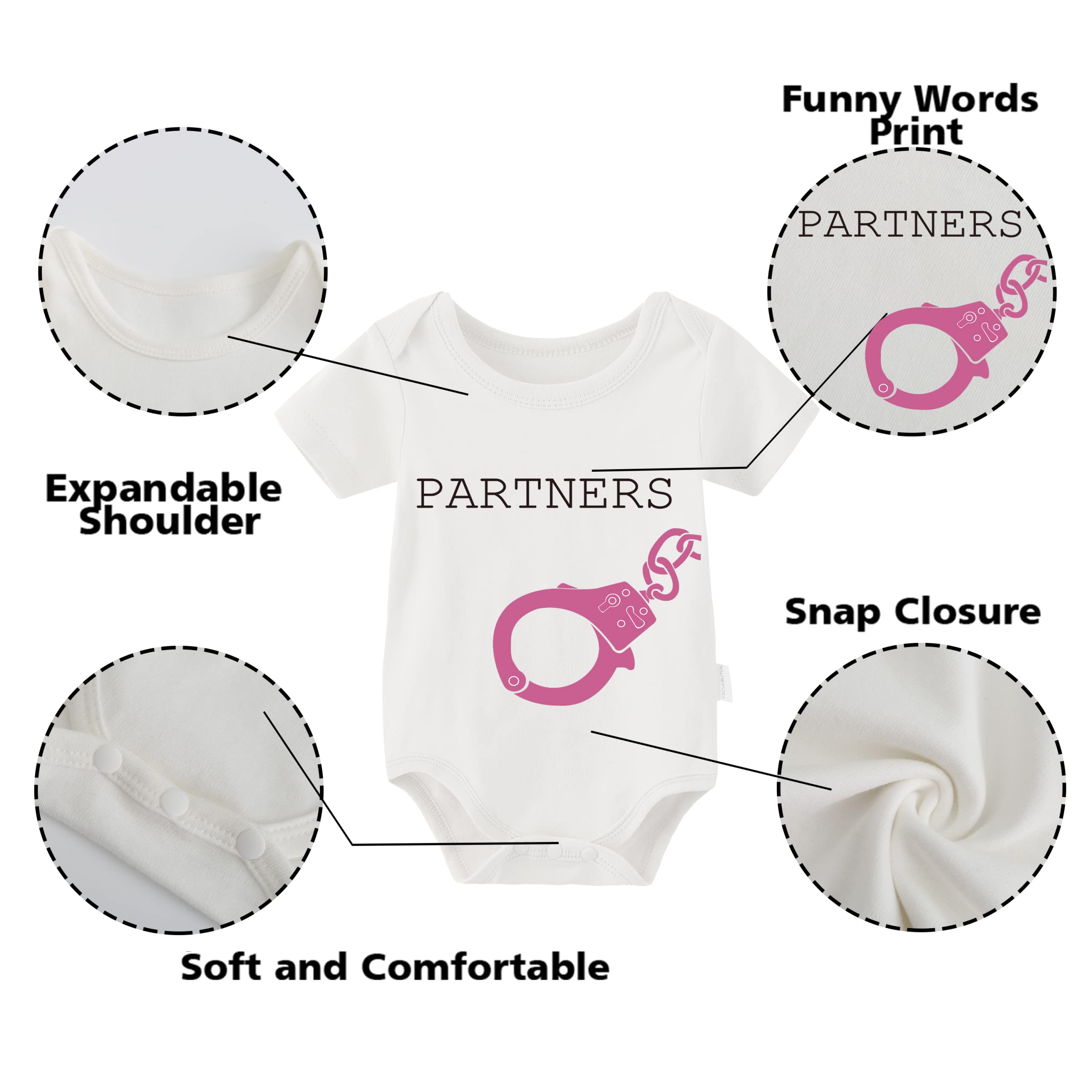 YSCULBUTOL Matching Baby Twins Bodysuit - Partners in Crime Twin Outfits for Girls & Boys | Cute Twin Baby Clothes for Siblings, Photoshoots & Special Occasions