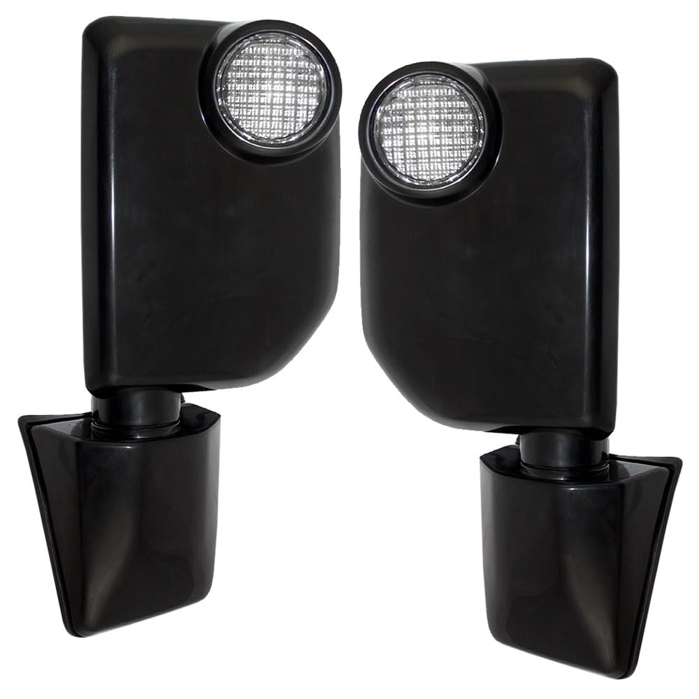 **Replacement Power Side View Mirrors with LED Lamps - Compatible with 2007-2014 Toyota FJ Cruiser (Driver & Passenger Side, Part# 87940-35A60 & 87910-35A90) - Gloss Black Finish for Enhanced Style & Night Visibility**    *(Perfect for Off-Roading, Daily Commuting & Safe Lane Changes)*