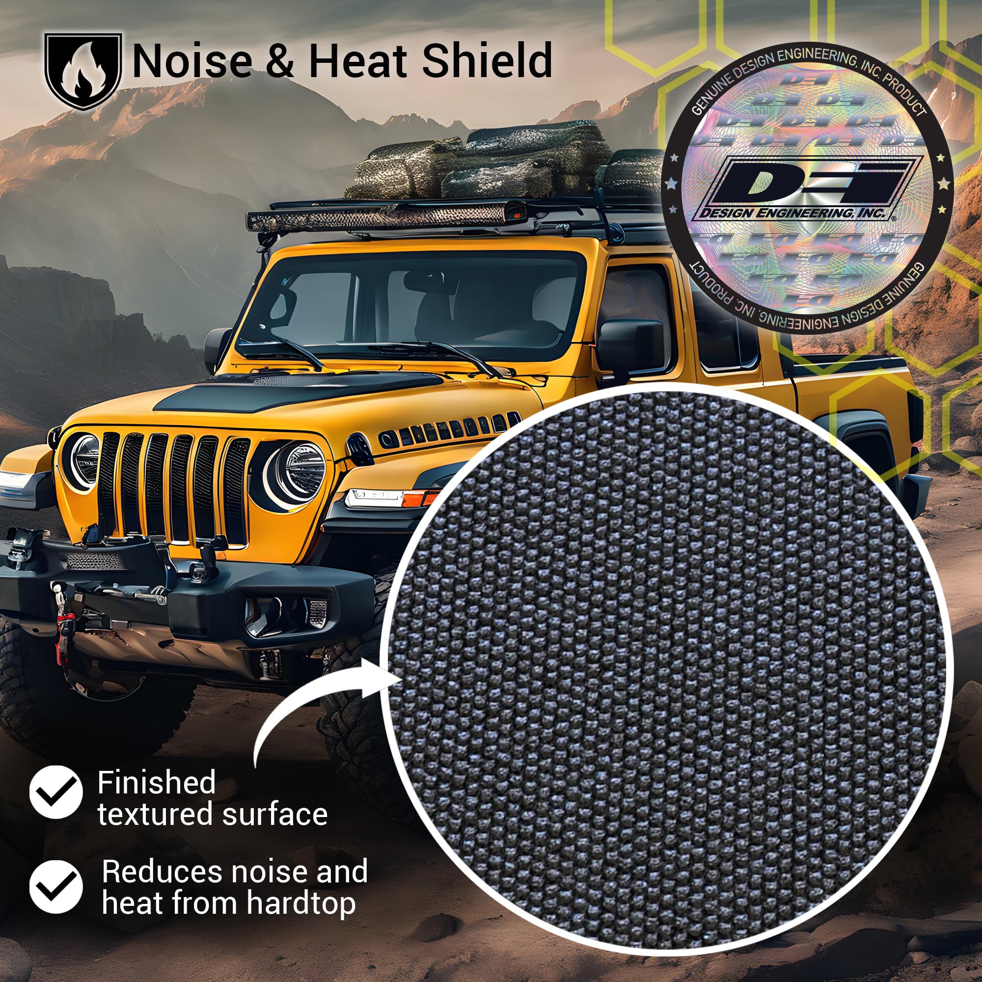 DESIGN ENGINEERING Sound Deadening and Insulating Headliner Kit for Jeep Gladiator JT (2020-2024) - Premium Noise Reduction & Thermal Insulation Accessories for Quieter Rides and Temperature Control