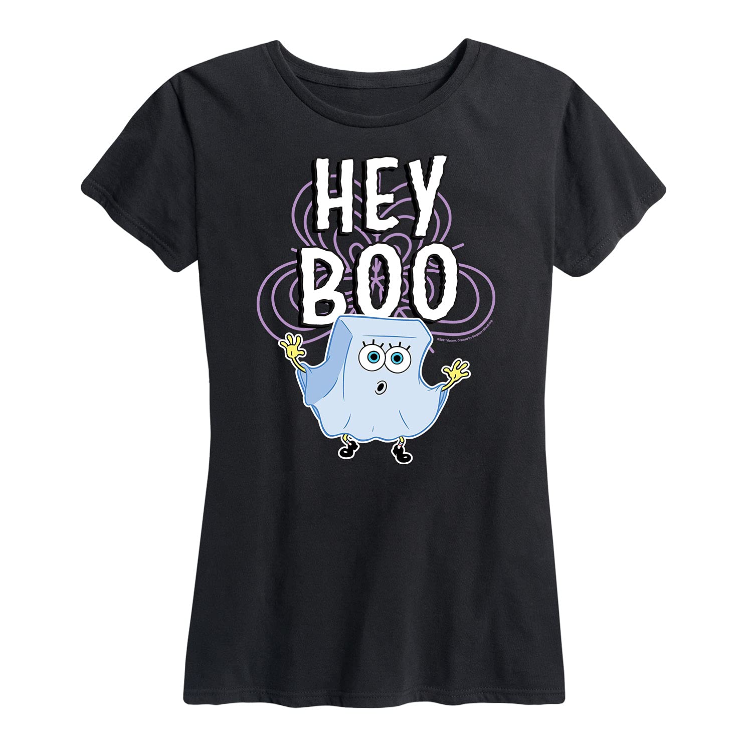 Spongebob Squarepants 'Hey Boo' Women's Graphic T-Shirt - Funny Cartoon Short Sleeve Tee - Perfect for Casual Wear, Cosplay & Gifts