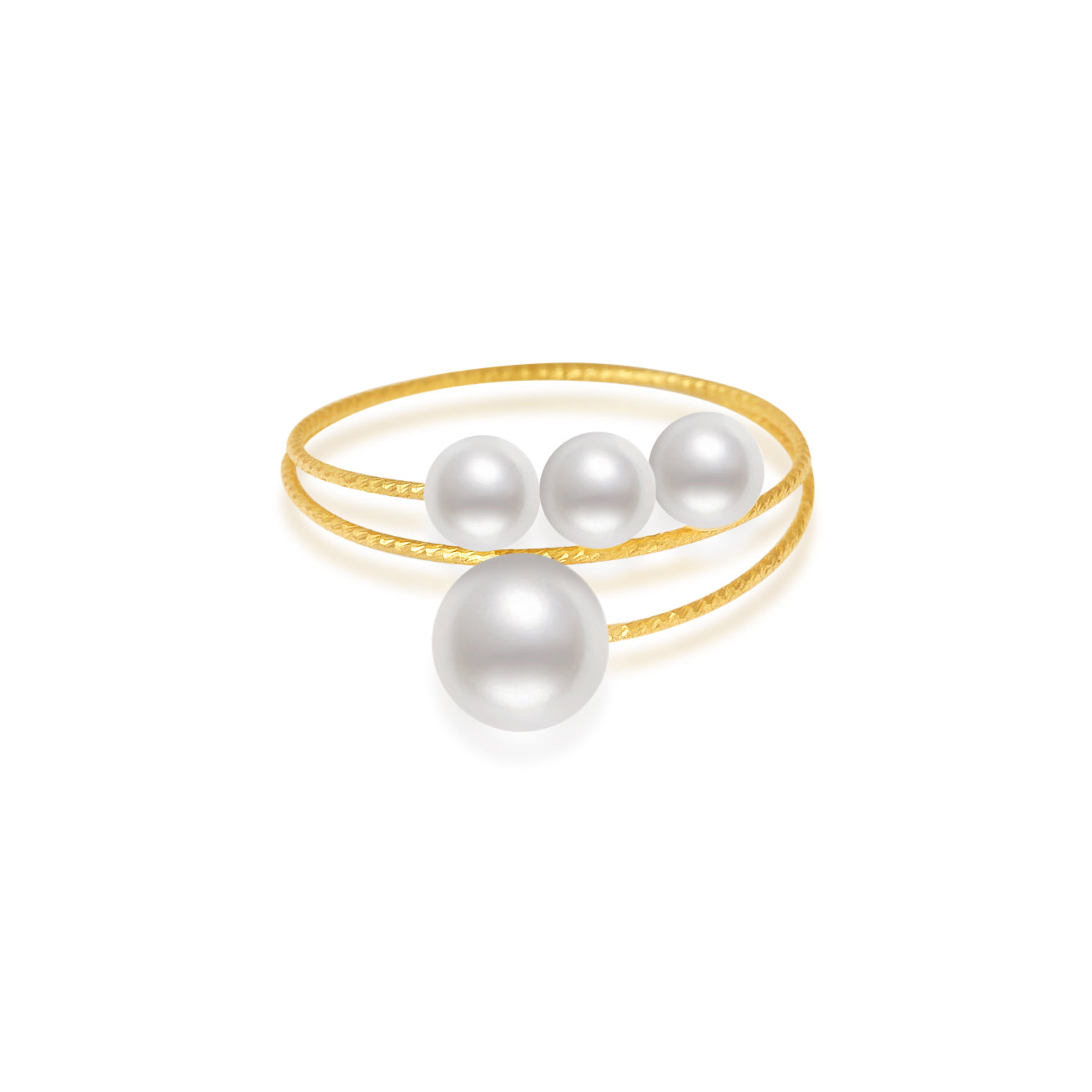 18K Gold Akoya Pearl Ring for Women - Elegant Cream Pearl Jewelry Gift for Wedding, Anniversary & Special Occasions