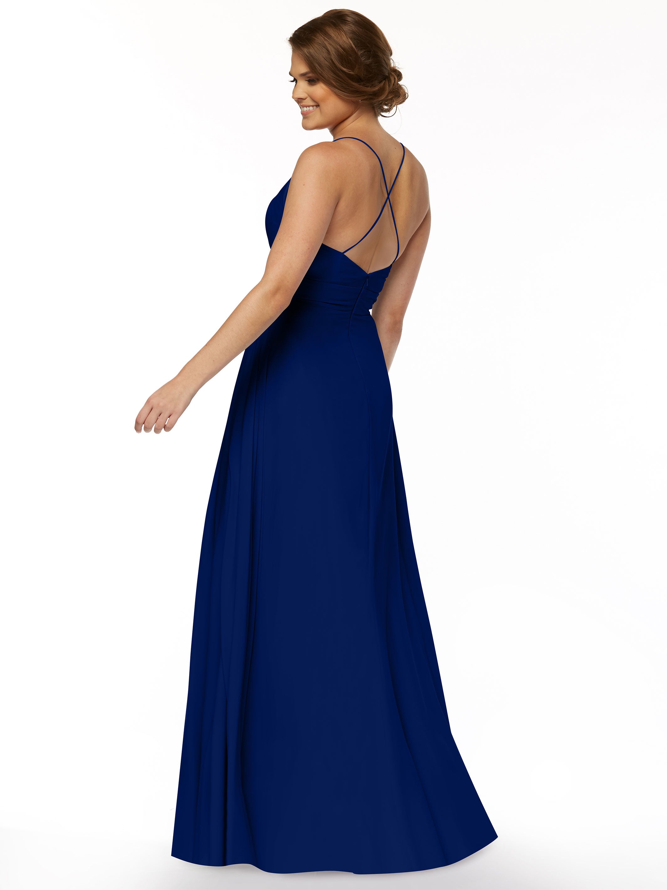 Elegant 83027 Stretch Chiffon A-Line Bridesmaid Dress with Pleats - Perfect for Weddings, Formal Events & Evening Parties