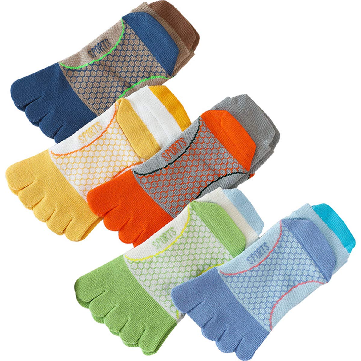 Soapow 5-Pack Kids' Sports Toe Socks - Breathable Cotton Five Finger Socks for Boys & Girls - Perfect for Running, Yoga, and Indoor Activities
