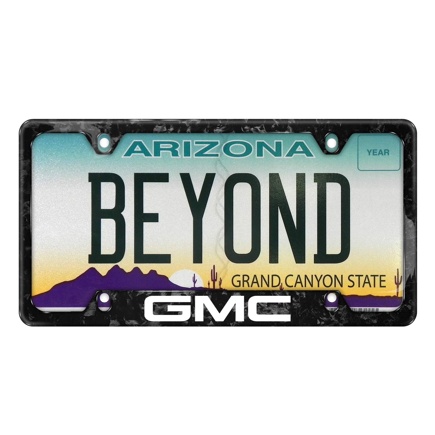 GMC Logo Real Black Forged Composite Carbon Fiber License Plate Frame - Durable 50 States Legal Car Accessory for Trucks & SUVs - Perfect for Road Trips & Custom Vehicle Styling