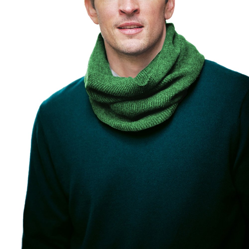 Parisbonbon Men's 100% Cashmere Ribbed Neck Warmer Scarf - Soft Winter Accessory in Apple Green, One Size Fits All - Perfect for Skiing, Outdoor Sports & Cold Weather Protection