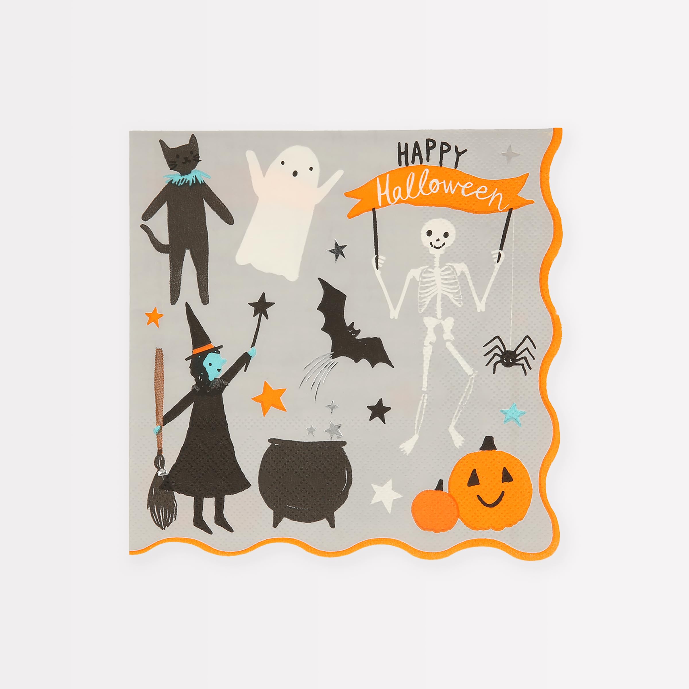 Meri Meri Halloween Napkins - Pack of 16 Premium 3-Ply Disposable Paper Napkins for Halloween Party Decorations, Dinnerware & Spooky Celebrations