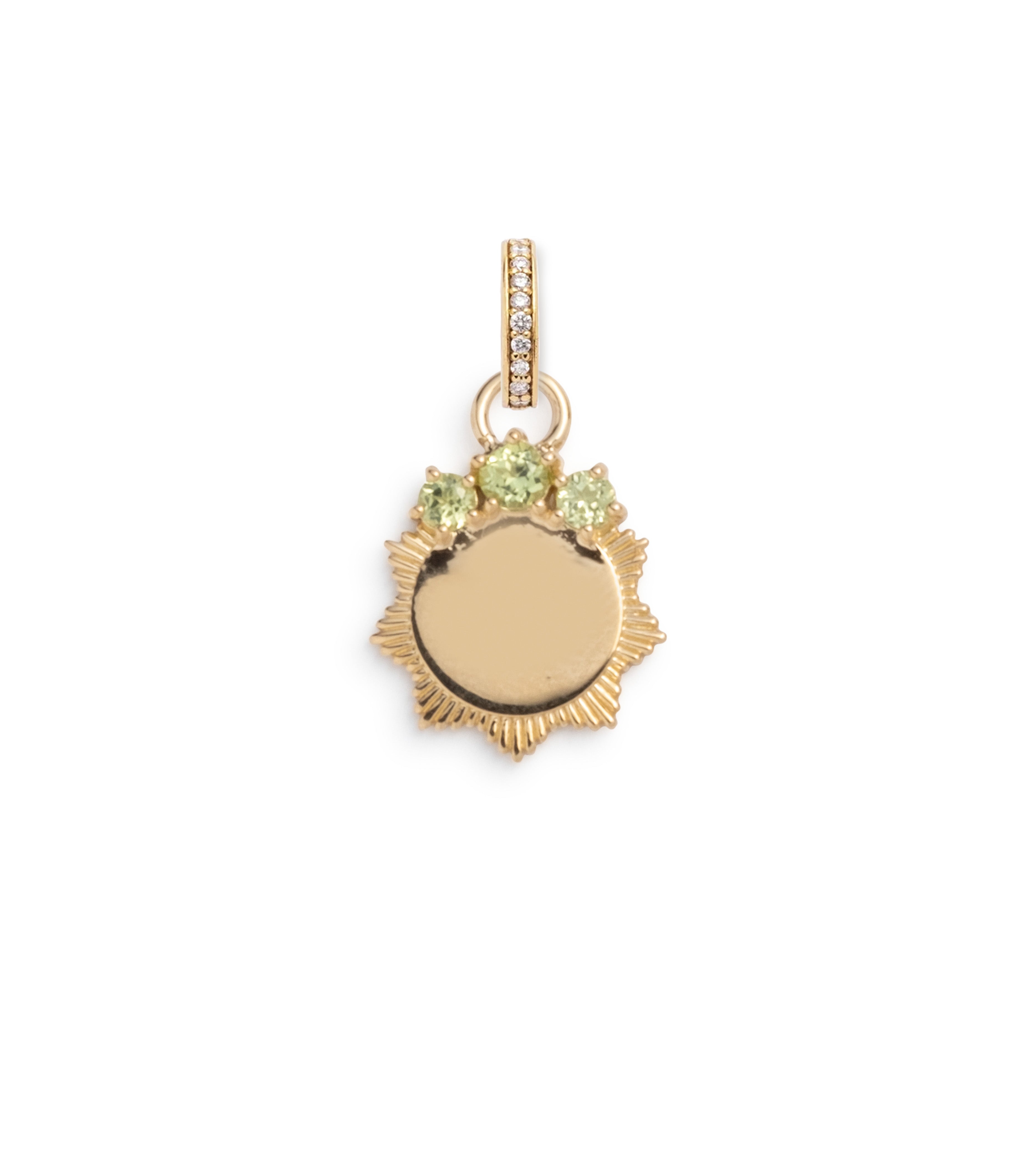 Engravable Peridot Pendant Necklace - Miniature Medallion Charm with Annex Link Chain for Women | Perfect for Birthdays, Anniversaries & Personalized Gifts