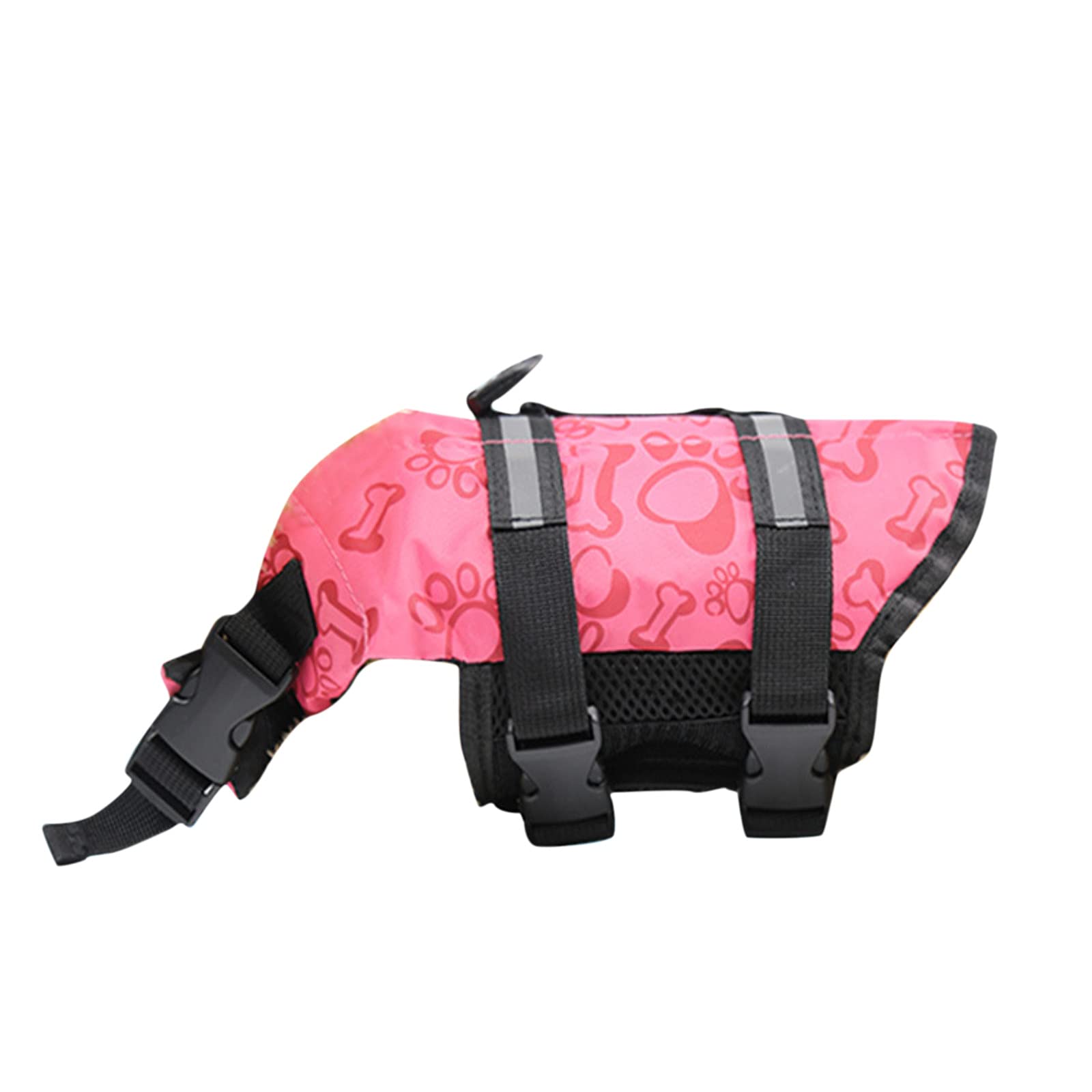 JKRED Reflective Striped Dog Life Vest with Handle - Floating Pet Jacket for Swimming & Boating Safety (Pink, Medium) - Perfect for Beach, Pool & Water Activities