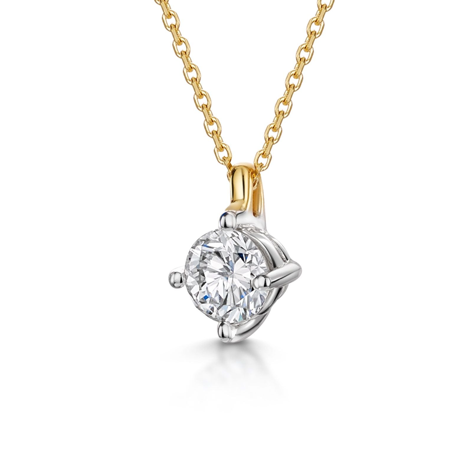 18K Yellow & White Gold 0.50ct F/G SI Brilliant Cut Solitaire Diamond Pendant Necklace - Perfect for Anniversary Gifts & Special Occasions