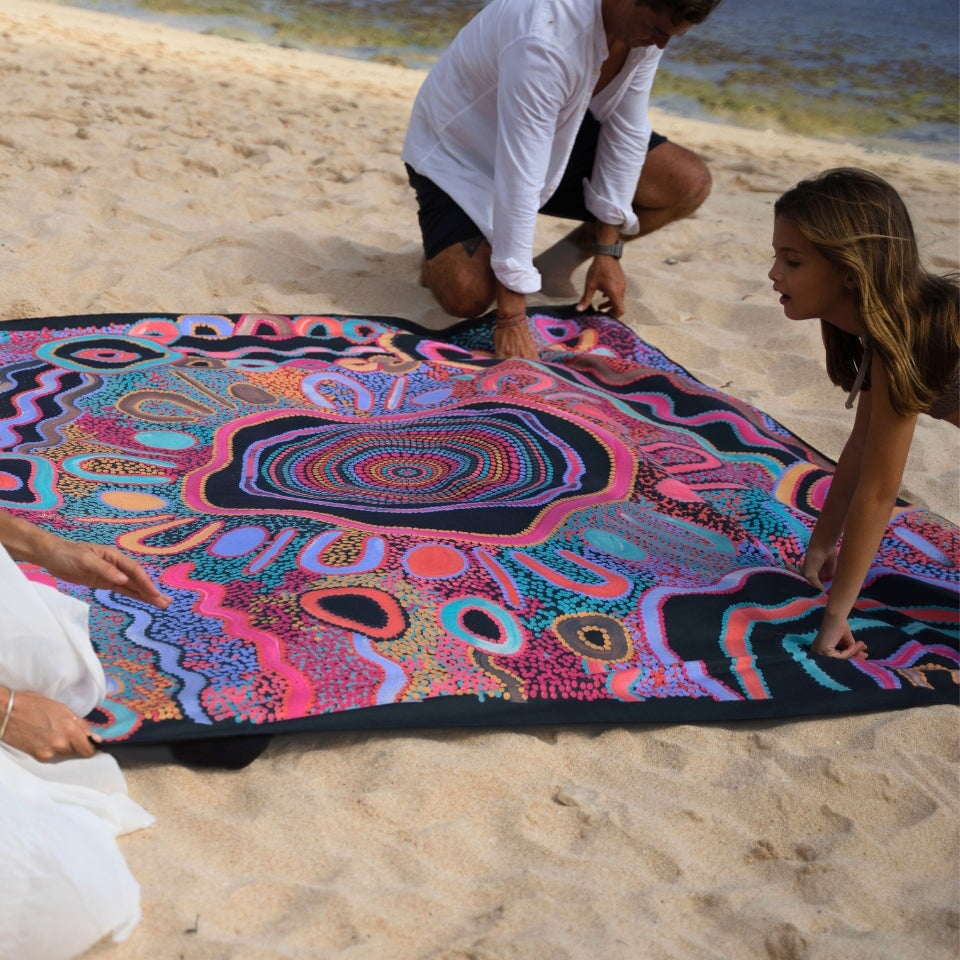 XXL Extra Large Sand Free Beach Towel - Quick Dry, Lightweight & Portable for Camping, Picnics, Beach & Pool Use - Moonlight Design