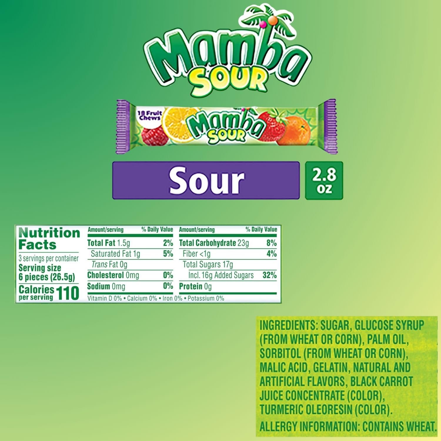 Sour Fruit Chews Candy Sticks - 3 Pack (54 Pieces) Assorted Flavors Gift Set - Perfect for Parties, Halloween Treats & Office Snacks
