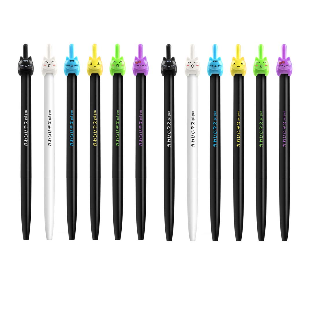 Cute Cat Gel Pens 0.5mm - Kawaii Ballpoint Pens for School, Office & Journaling - Black Ink Writing Supplies - Perfect for Note Taking, Planner Decor & Gift Giving