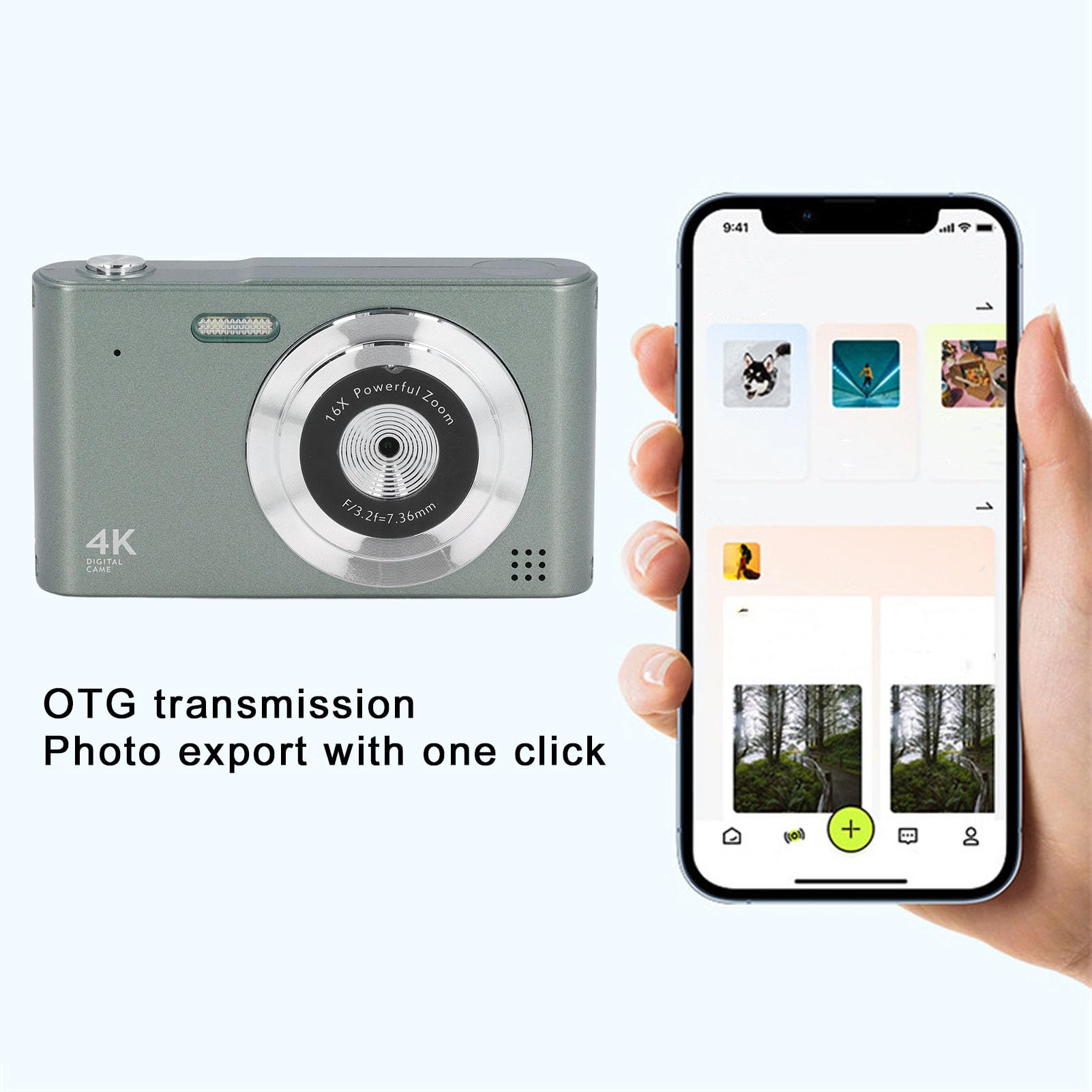 4K Digital Camera for Photography & Vlogging - 48MP, 16X Zoom, Auto Focus, Anti-Shake - Compact Point and Shoot Travel Camera for YouTube, TikTok, Blogging (Green) - Perfect for Travel, Outdoor Adventures & Social Media Content Creation