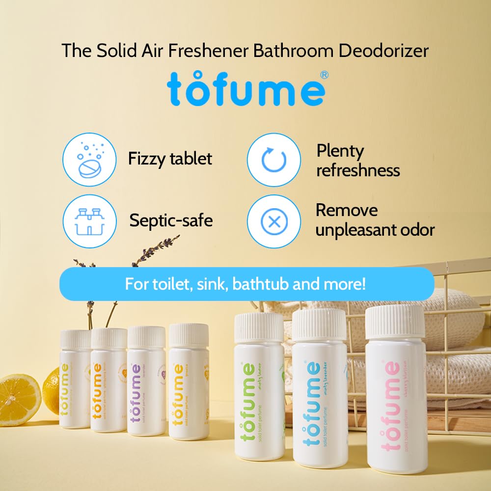 Fresh Rosemary Effervescent Bathroom Air Freshener Tablets - 30 Flushable Toilet Deodorizer & Odor Eliminator for Bathroom, Toilet & Home - Long-Lasting Aroma for Clean & Fresh Space