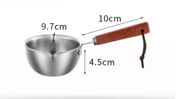 Mini Stainless Steel Milk Warmer Pot - 150ml Small Saucepan for Coffee, Soup & Beverage Heating | Heat-Resistant Wooden Handle | Perfect for Home, Office & Baby Bottle Warming