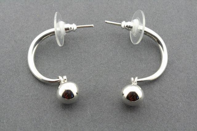 Sterling Silver Ball on Curve Stud Earrings - Elegant & Dainty Jewelry for Women - Perfect for Everyday Wear, Parties & Special Occasions