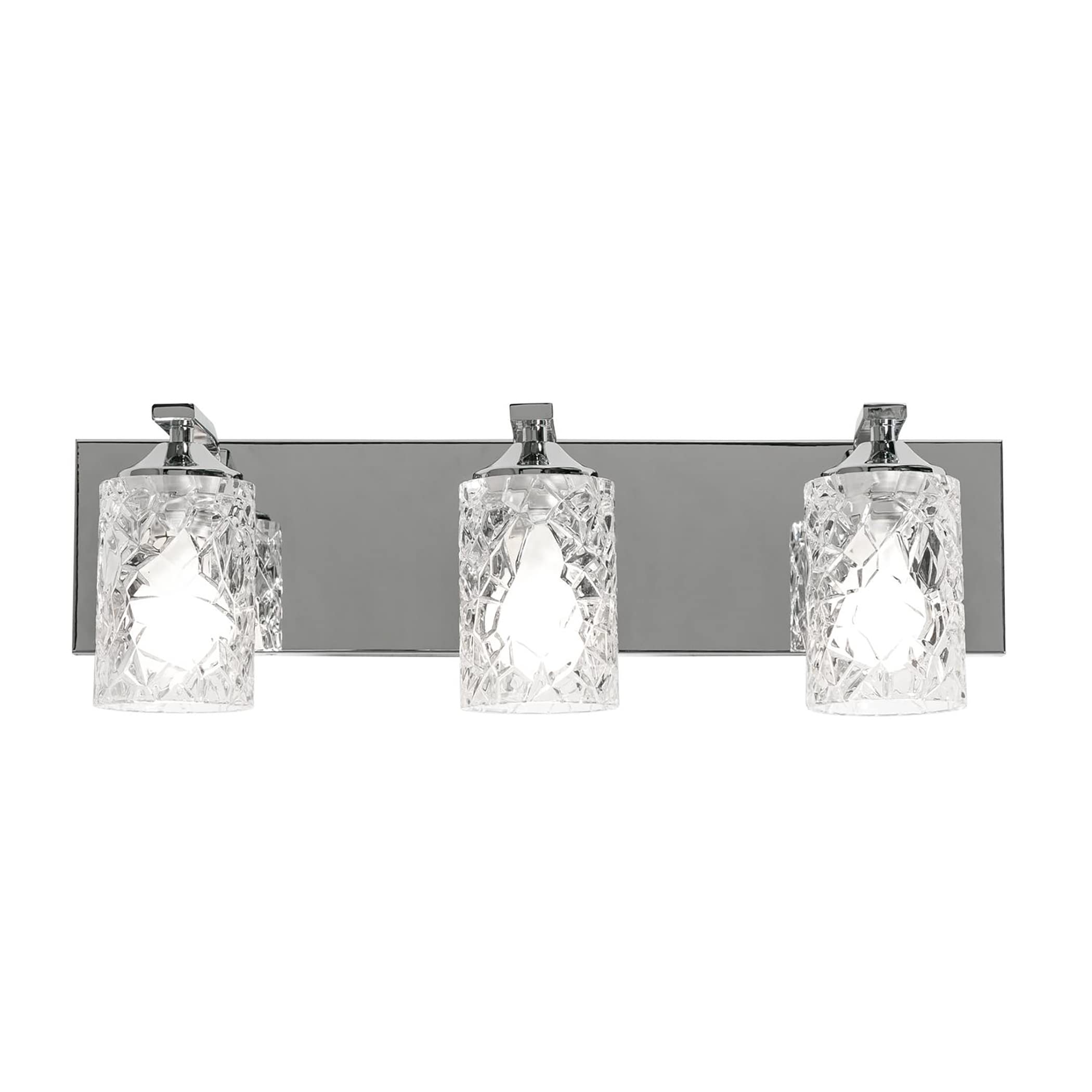Annabel 3-Light Vanity Light Fixture - Polished Chrome Finish with Clear Glass Shades - Perfect for Bathroom Makeup Vanity, Dressing Room & Bedroom Lighting