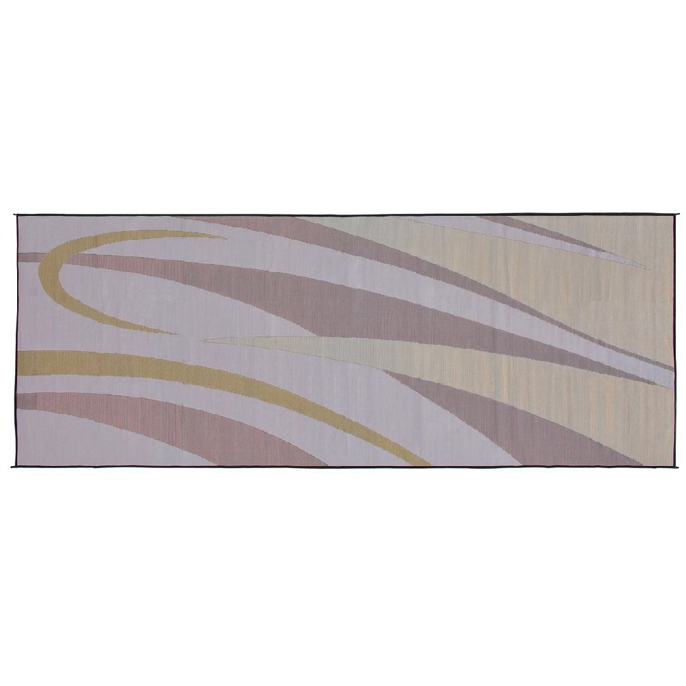 Stylish Camping Reversible Graphic Patio Mat - 8' x 20', Brown/Gold by Ming's Mark GC7 - Perfect for Outdoor Picnics, Beach Trips & Backyard BBQs