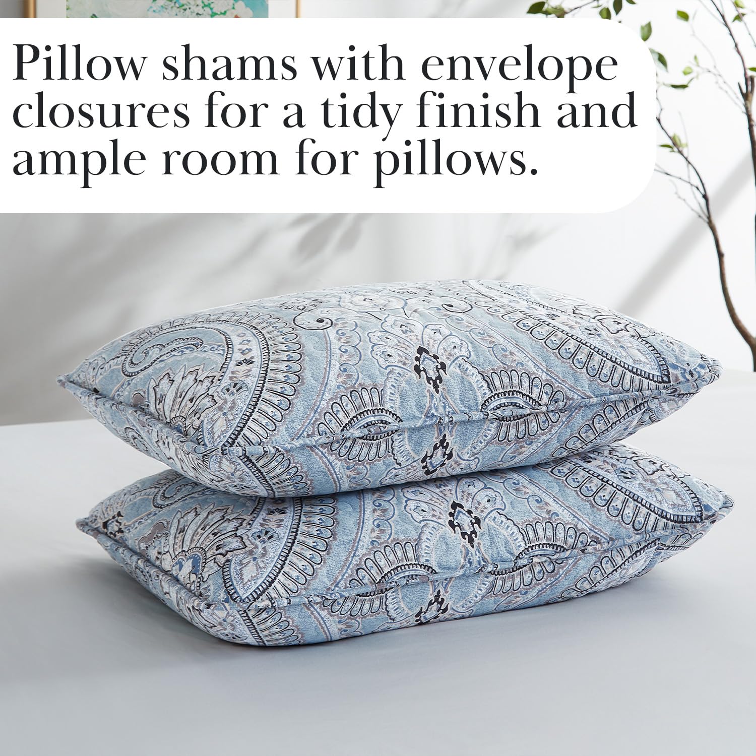 Southshore Fine Living XL Twin Boho Quilt Set - Floral Paisley Bedspread with Matching Sham in Pure Melody Aqua | Lightweight Bohemian Bedding for Guest Rooms, Dorms & Cozy Bedroom Decor