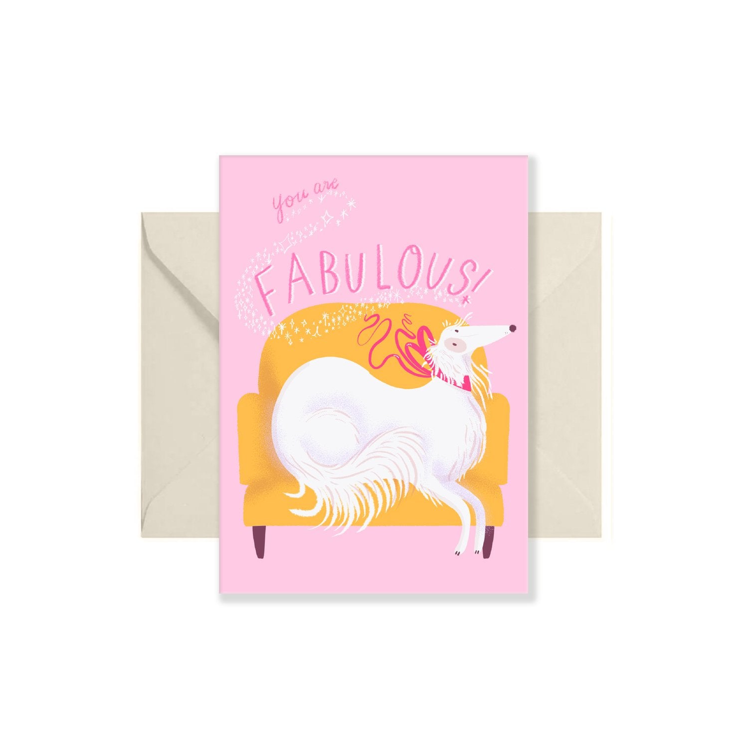 Bryony Moss Fab Borzoi Greeting Card - Elegant Dog Lover's Stationery for Birthdays, Thank You Notes & Special Occasions