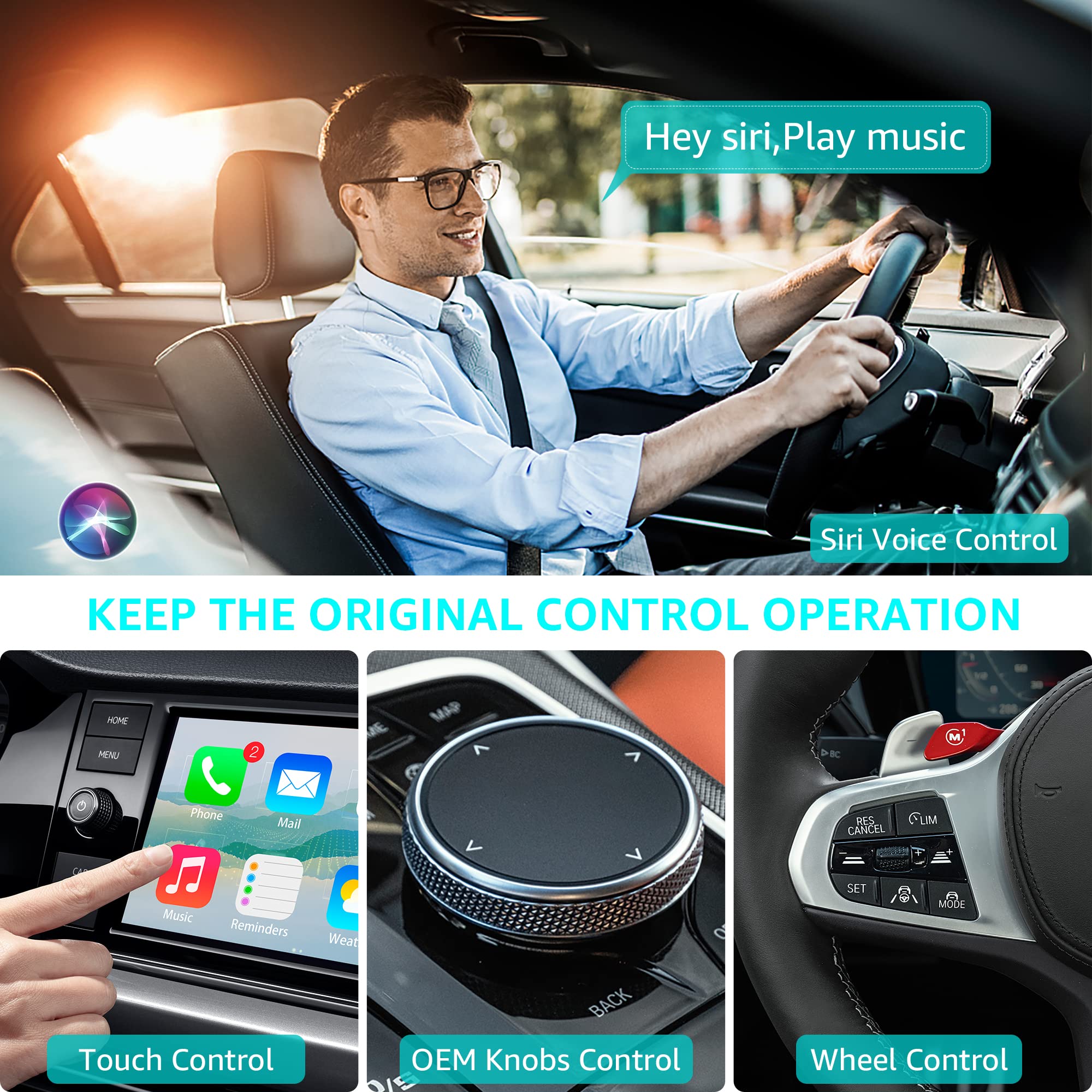 ISIX Wireless CarPlay Adapter for Factory Wired Cars (2016-2023 Models) - Plug & Play Auto Connect, No Delay - Perfect for Commuting, Road Trips & Hands-Free Driving