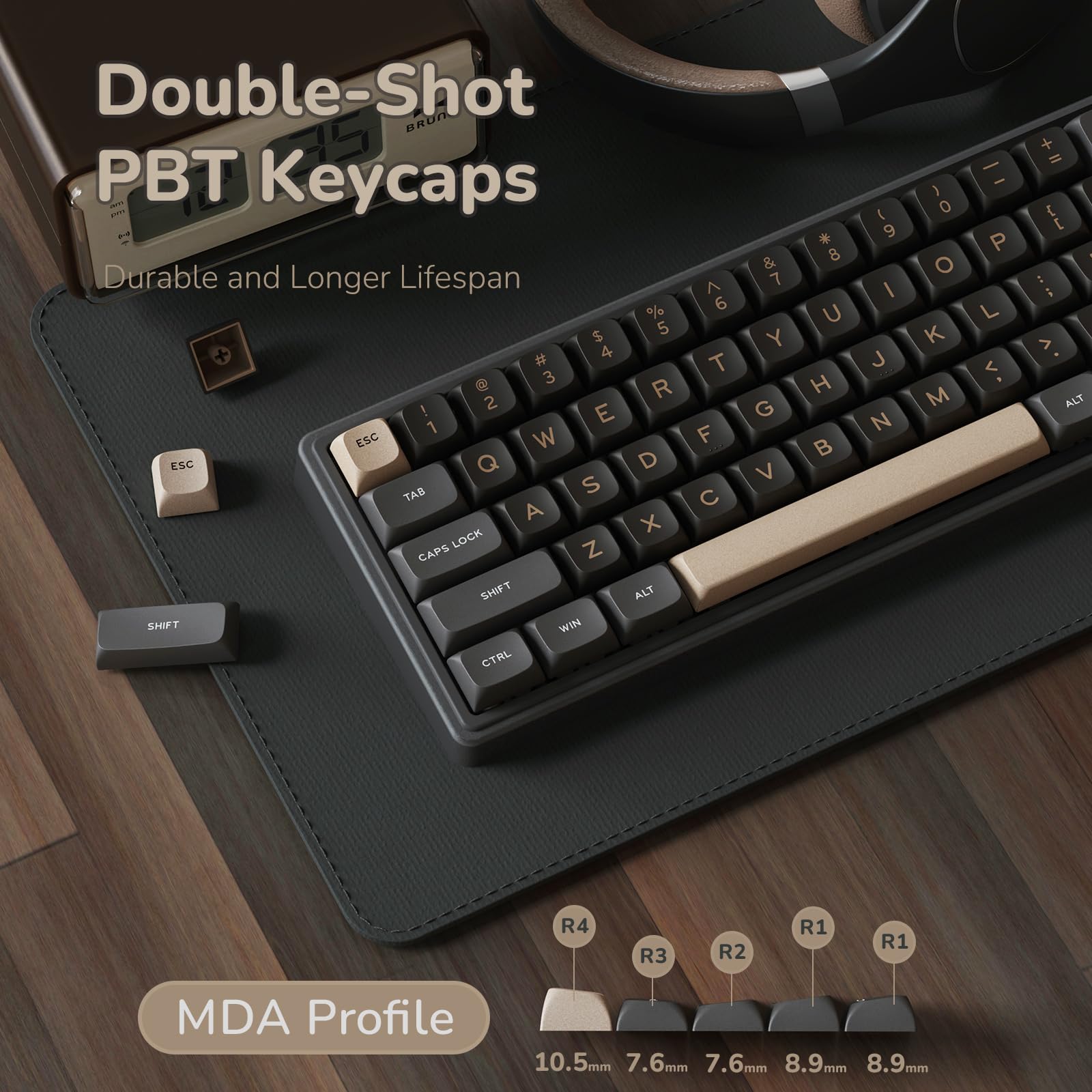 RK R65 60% RGB Mechanical Gaming Keyboard - Hot Swappable, PBT Keycaps for PC Gaming & Typing