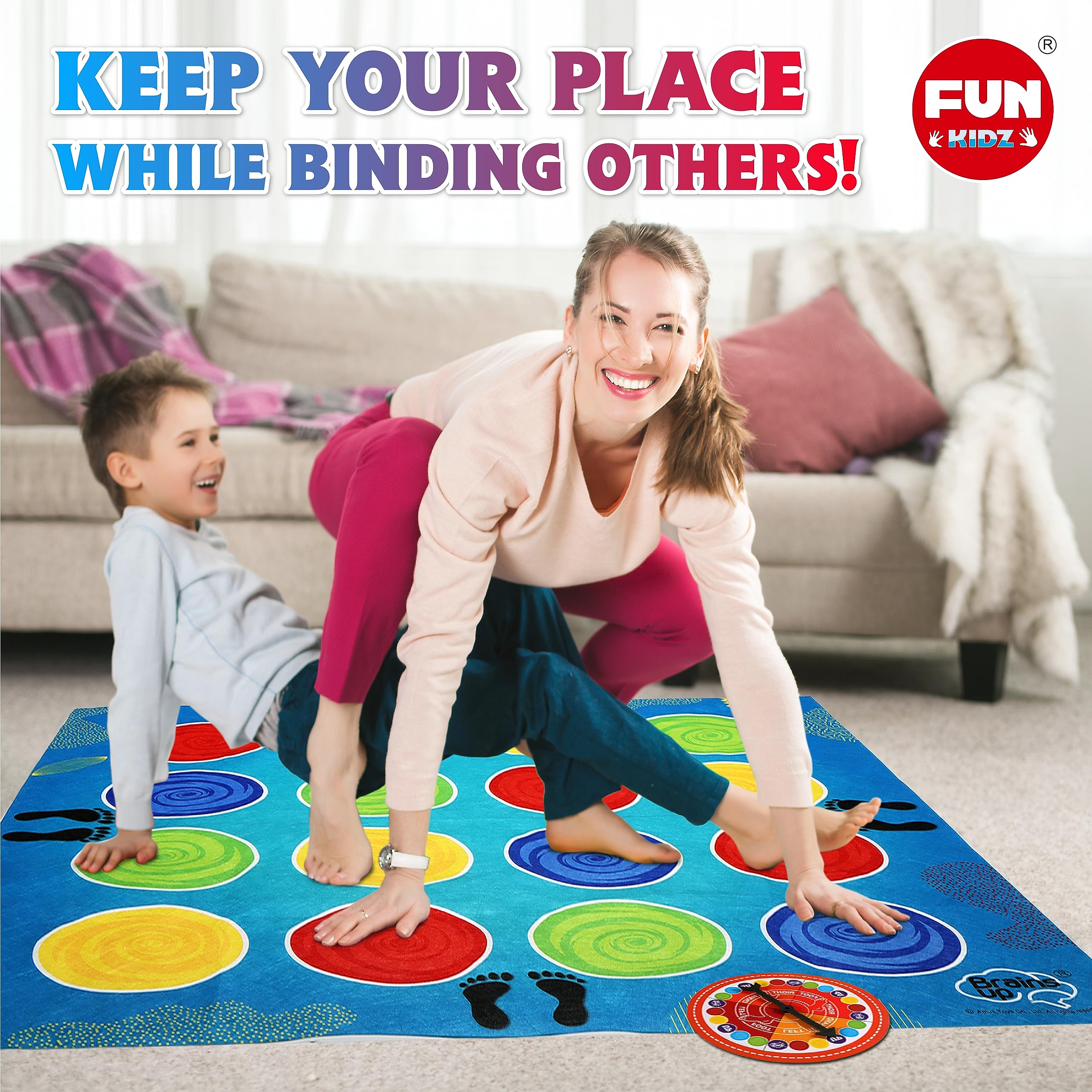 FunKidz Giant Classic Twist Poses Floor Game Mat - Large Size Interactive Party Game for Kids & Adults - Perfect for Indoor/Outdoor Family Activities, Birthday Parties & Group Gatherings - Great Gift for Boys & Girls