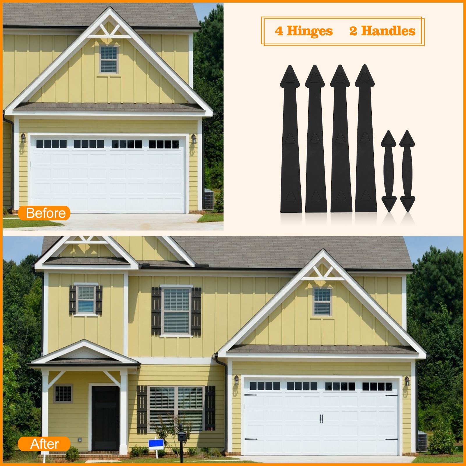 Magnetic Garage Door Handles & Hinges Kit - Decorative Hardware for Curb Appeal | Perfect for Home Exterior Upgrade