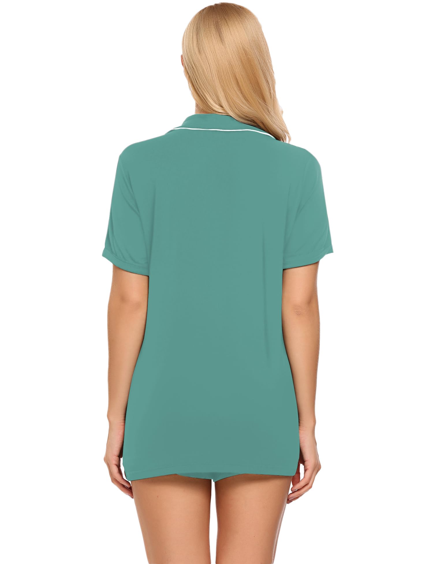 Ekouaer Women's Soft Short Sleeve Pajama Set - 2 Piece Button Down Sleepwear & Lounge Outfit for Comfortable Nightwear, Relaxing at Home or Vacation