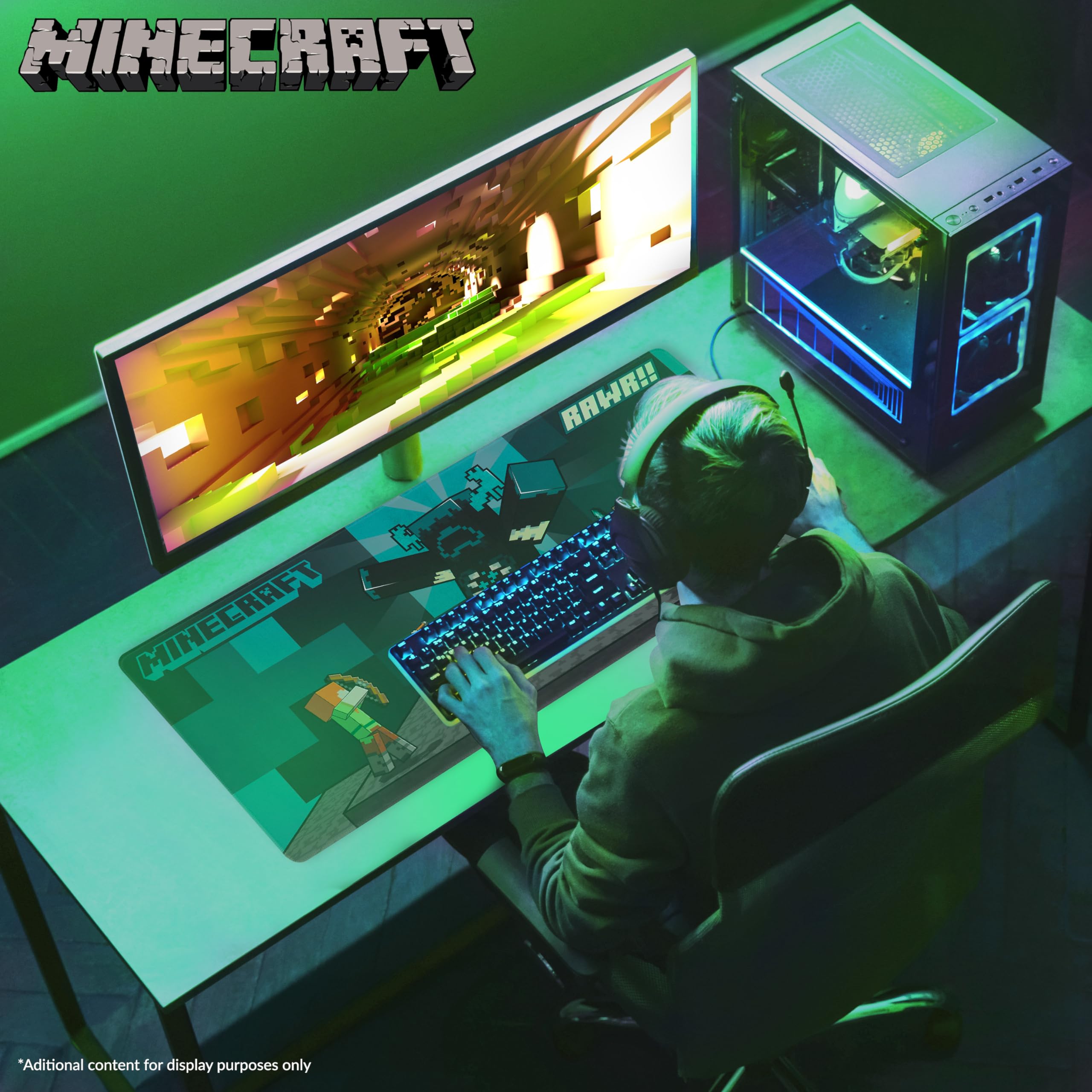 Minecraft Gaming Mouse Pad for Kids & Teens - 80x35cm Non-Slip Desk Mat with Blue Design | Perfect for Computer Gaming, Online School & Office Work