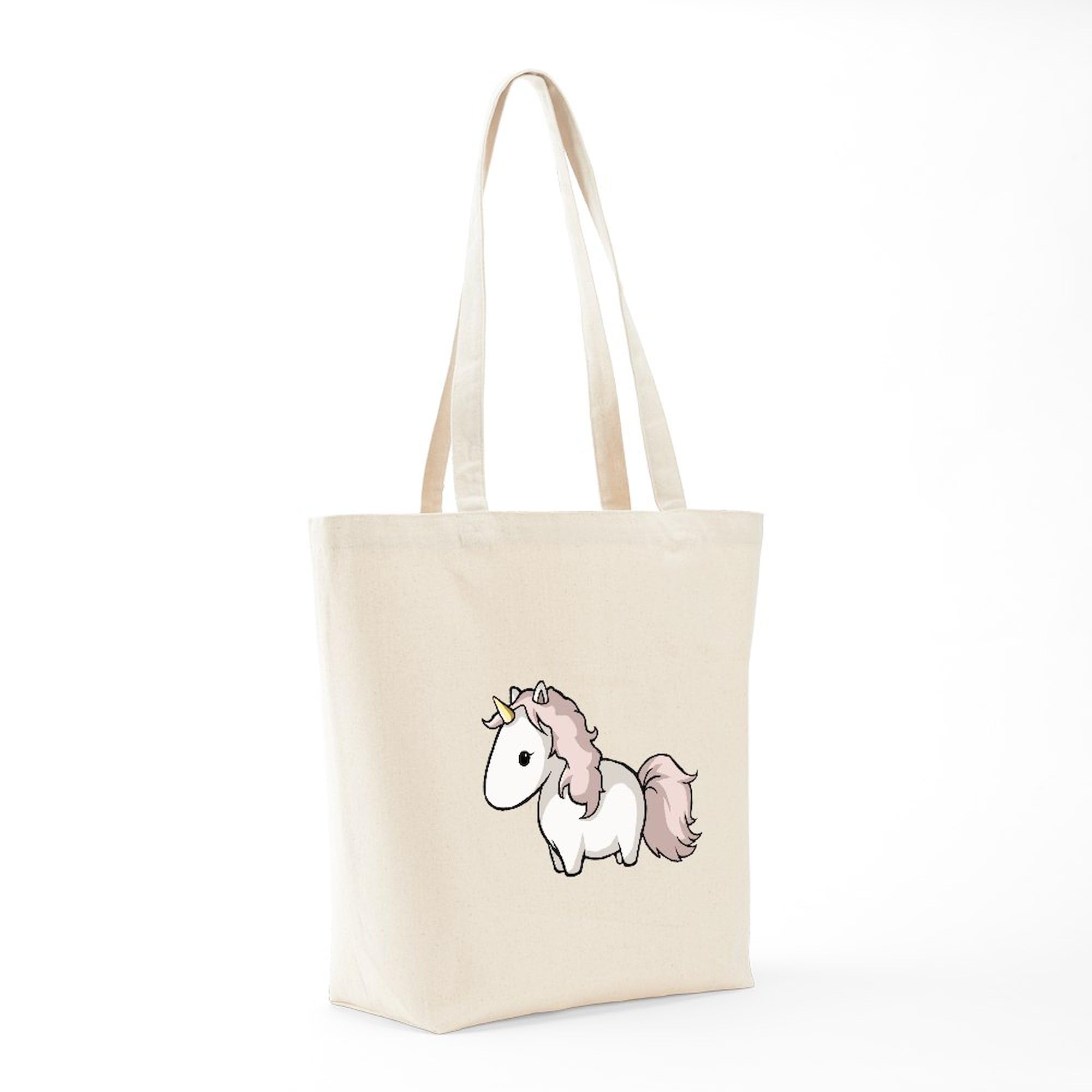 Pink Unicorn Tote Bag - Natural Canvas Reusable Shopping Bag for Women | Eco-Friendly Grocery Bag, Beach Tote & Everyday Carry