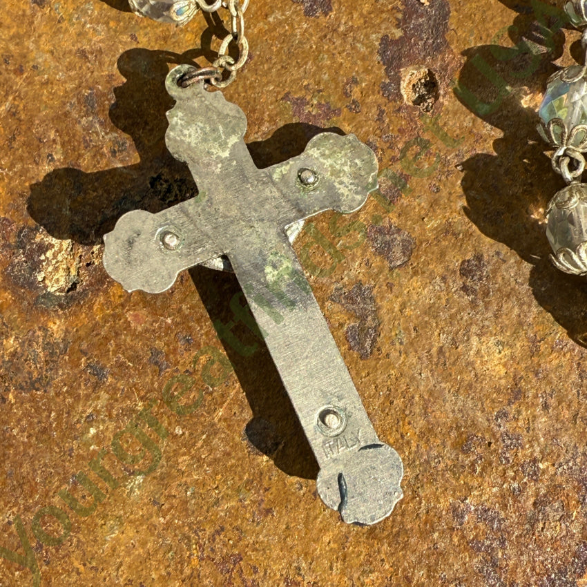 Vintage Italian Aurora Borealis Glass Bead Catholic Rosary - Handmade Religious Jewelry for Prayer, Meditation & Spiritual Gifts | Perfect for Catholics, Christians & Collectors
