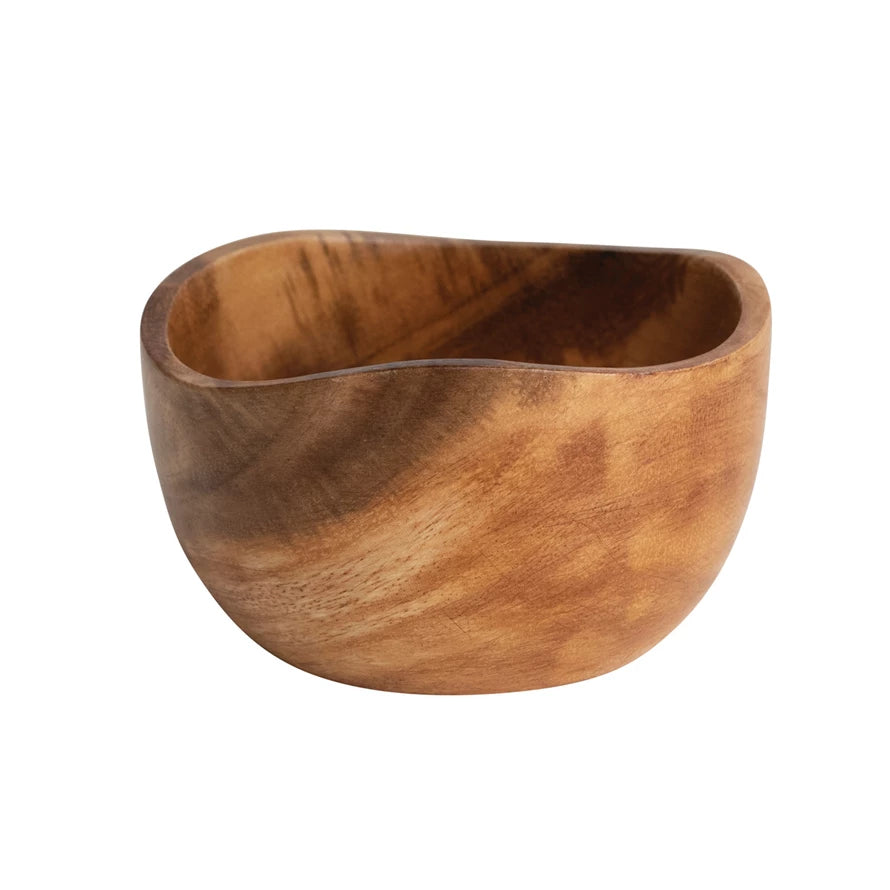 Acacia Wood Bowl - Handcrafted Natural Wooden Serving Bowl for Salads, Fruits & Snacks - Perfect for Home Dining & Party Entertaining