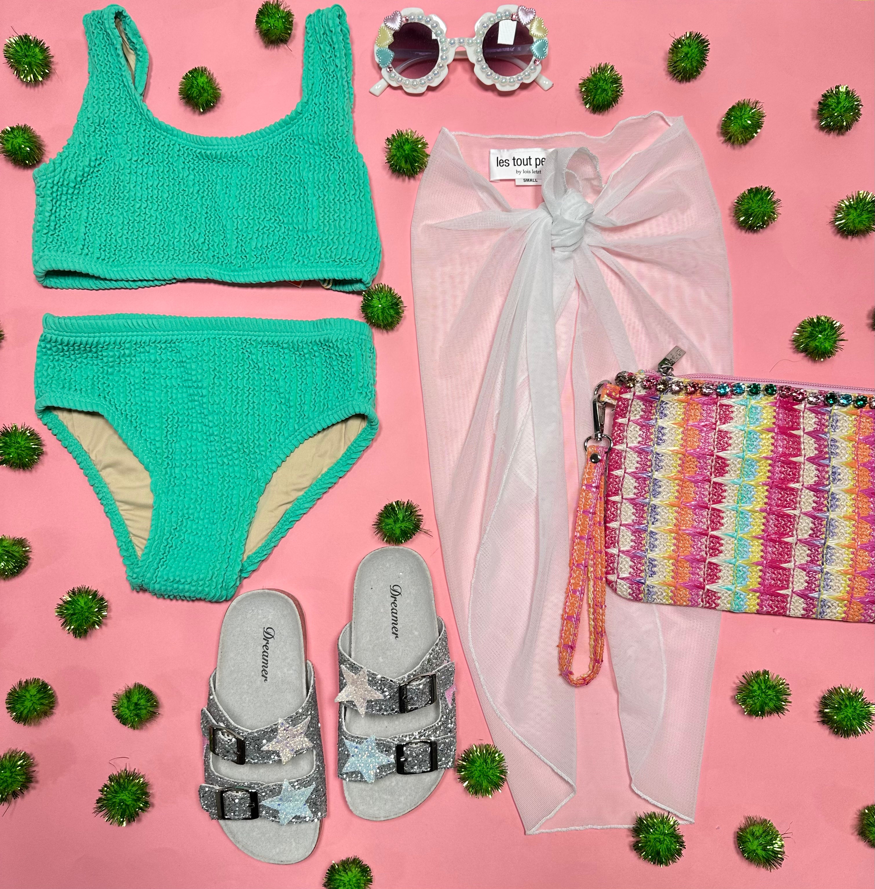 Stylish Crinkle Sporty Two Piece Bikini Set - Trendy Swimwear for Women - Perfect for Beach, Pool, and Summer Vacations