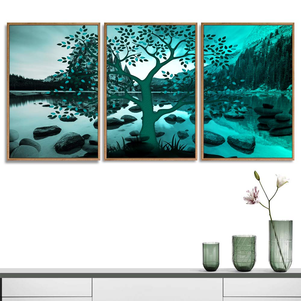 Wall26 3-Panel Framed Abstract Tree Canvas Wall Art - 24x36 Inches, Ready to Hang for Living Room & Bedroom Decor | Modern Home Decoration, Housewarming Gift